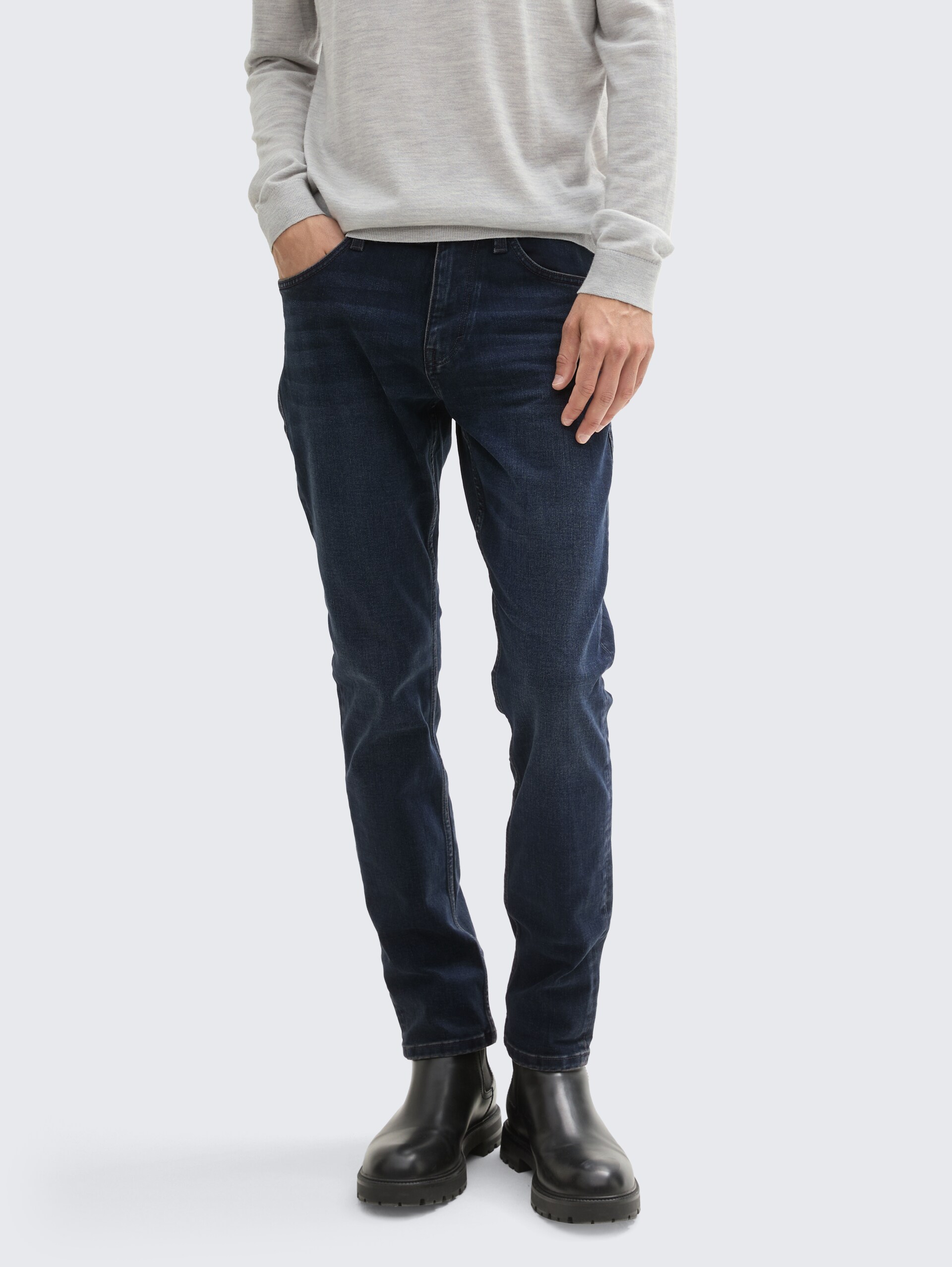TTJOSH REGULAR SLIM Jeans - dark stone blue black denim - Découpe Vue de face du modèle