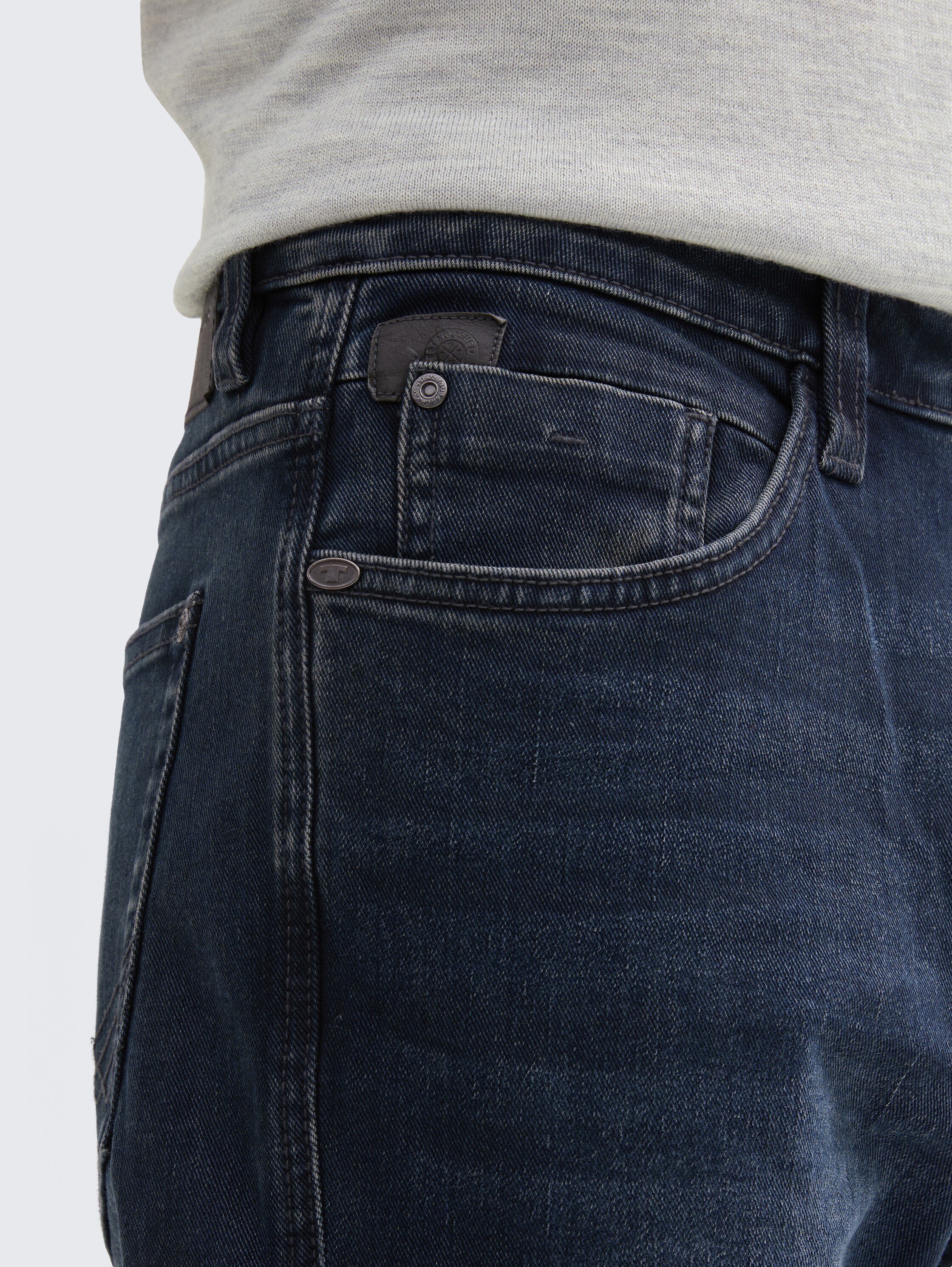 TTJOSH Regular Slim Jeans - dark_stone_blue_black_denim - 