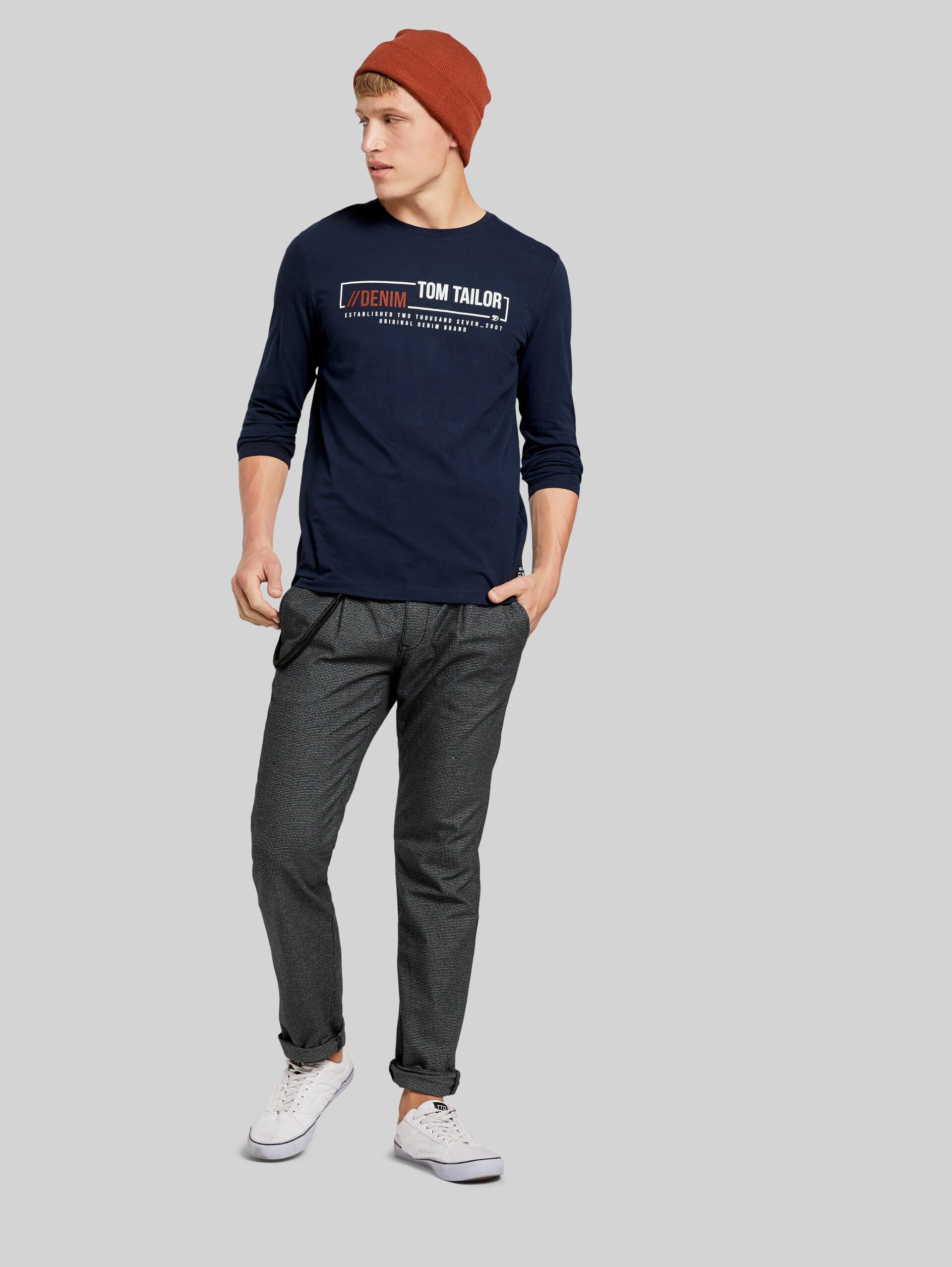 T-shirt à rayures avec teneur en coton biologique - sky captain blue - Vue de face du modèle