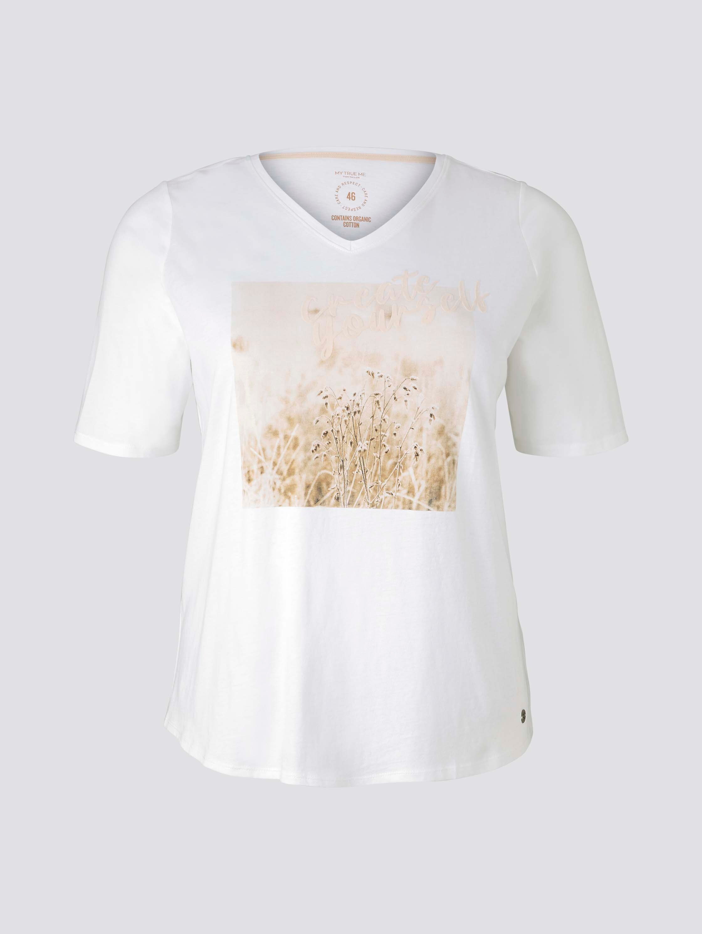 Plus - T-Shirt mit Artwork - Whisper White - Vorder-Produkt-Ansicht