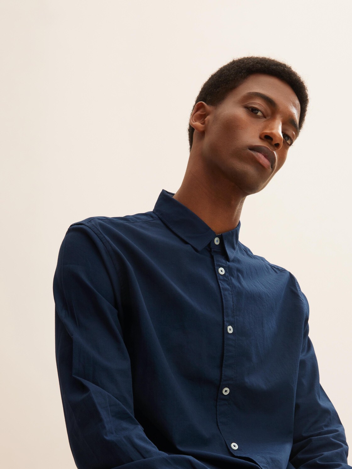 Slim Fit Hemd mit Struktur - Dark Blue