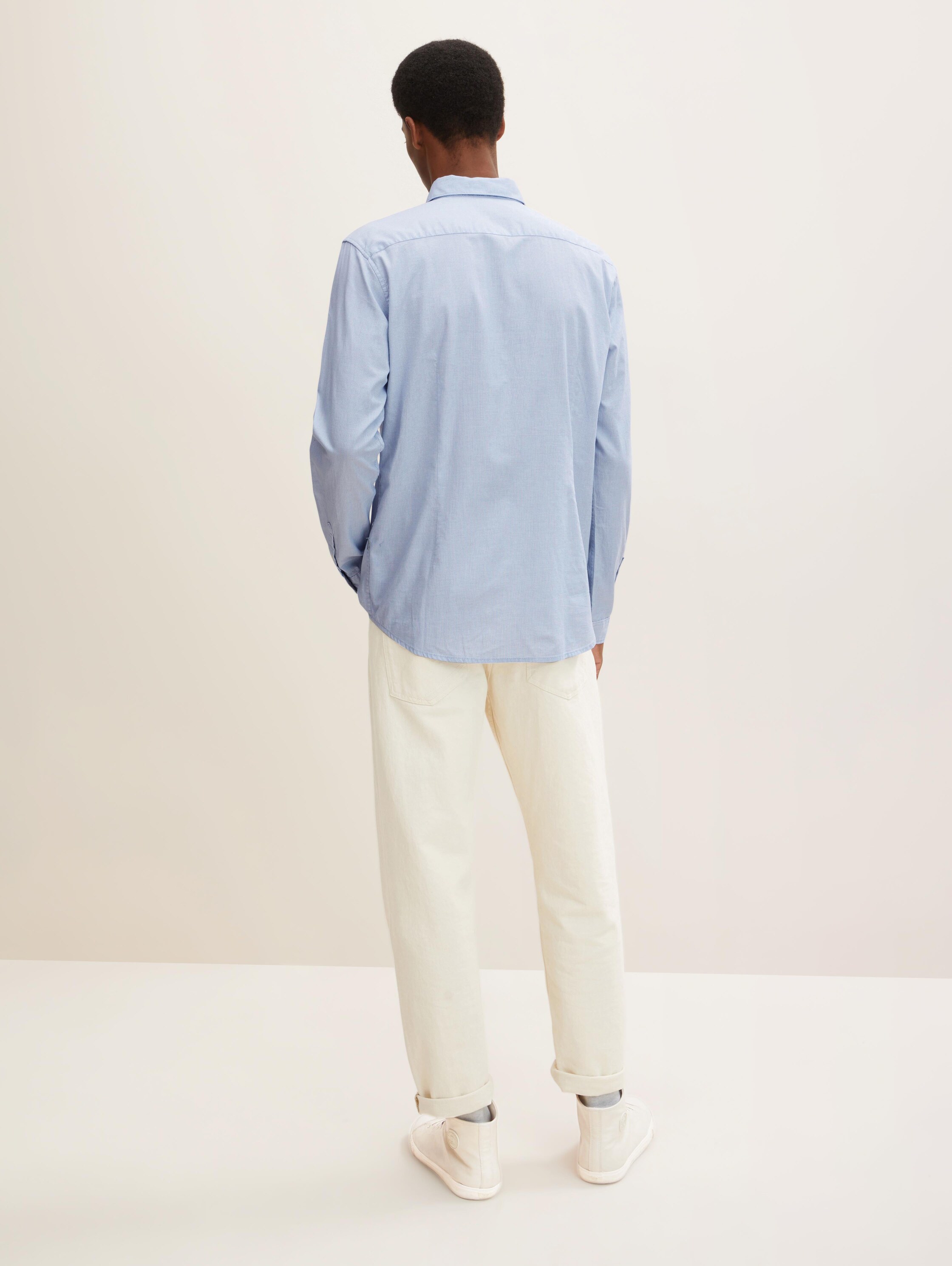 Slim Fit Overhemd met gestructureerde stof - light_blue_white_structure - 