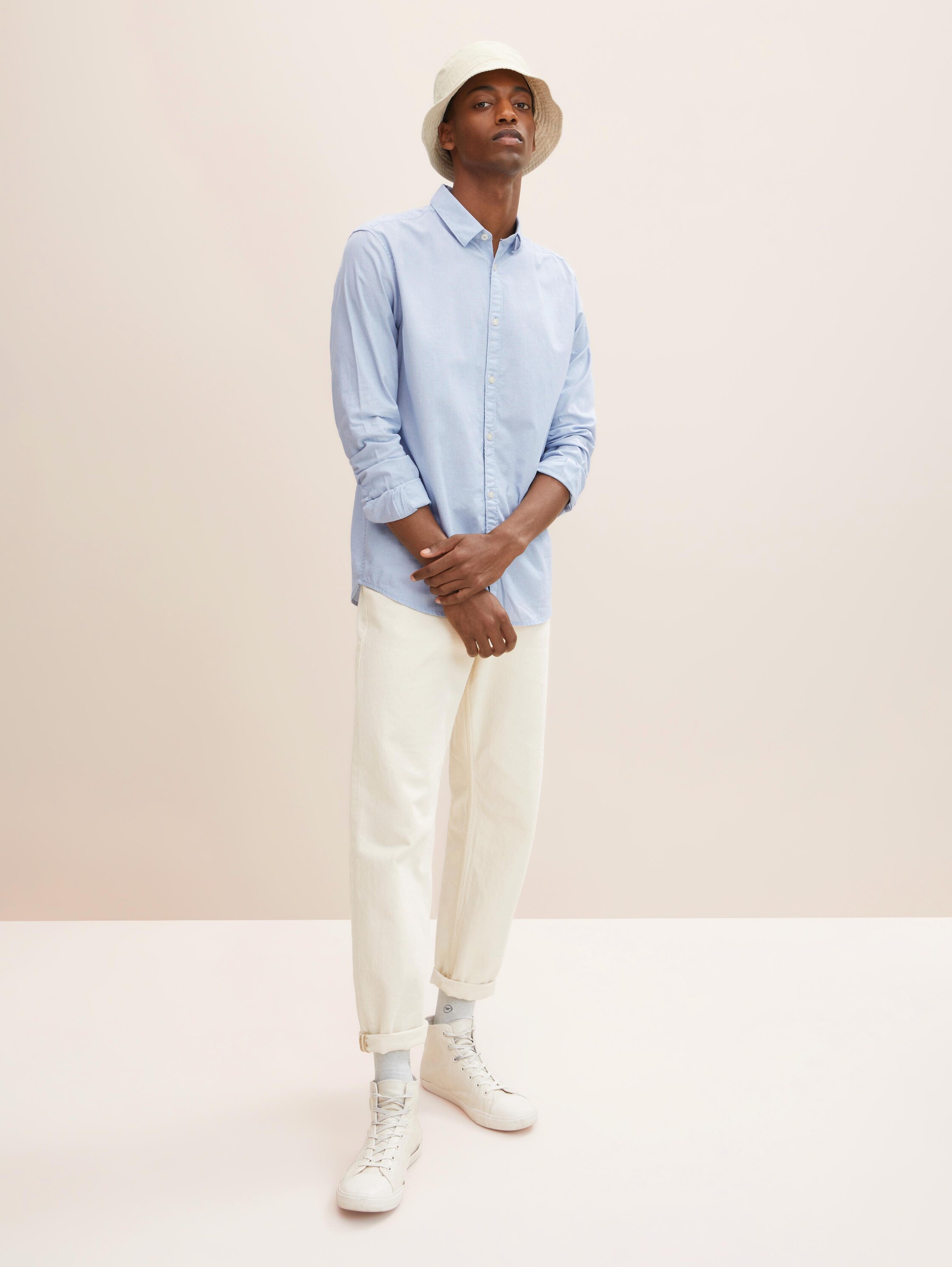 Slim Fit Overhemd met gestructureerde stof - light_blue_white_structure - 