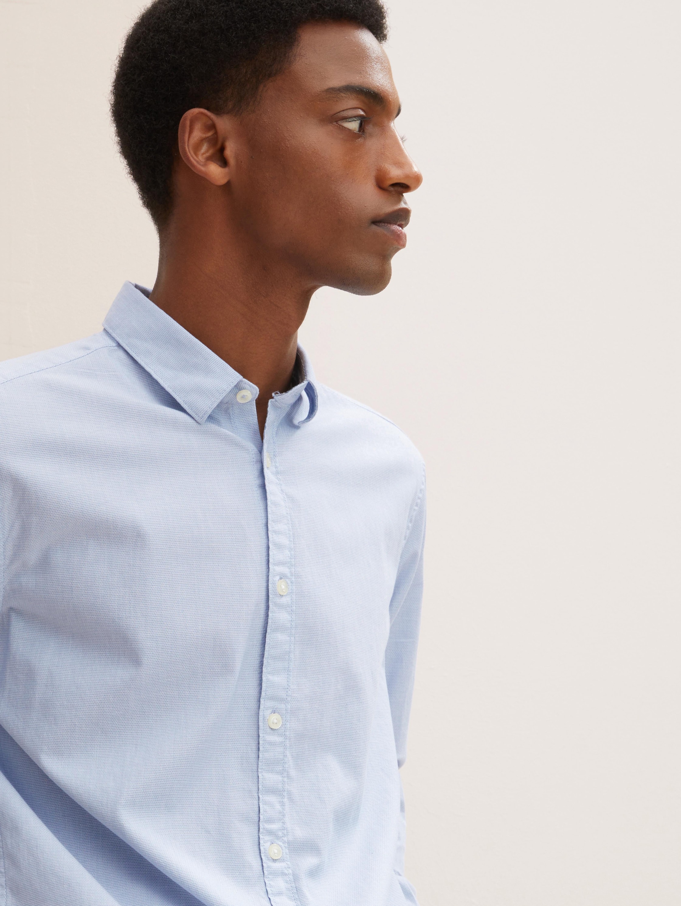 Slim Fit Overhemd met gestructureerde stof - light_blue_white_structure - 