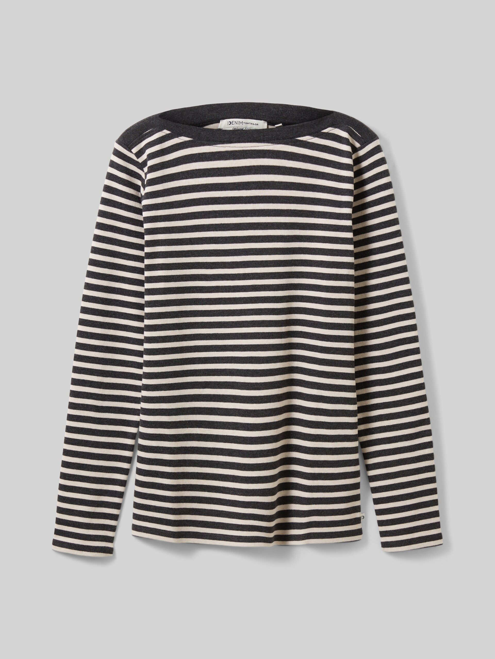 Shirt met lange mouwen en streepmotief - grey beige stripe - Vooraanzicht product 