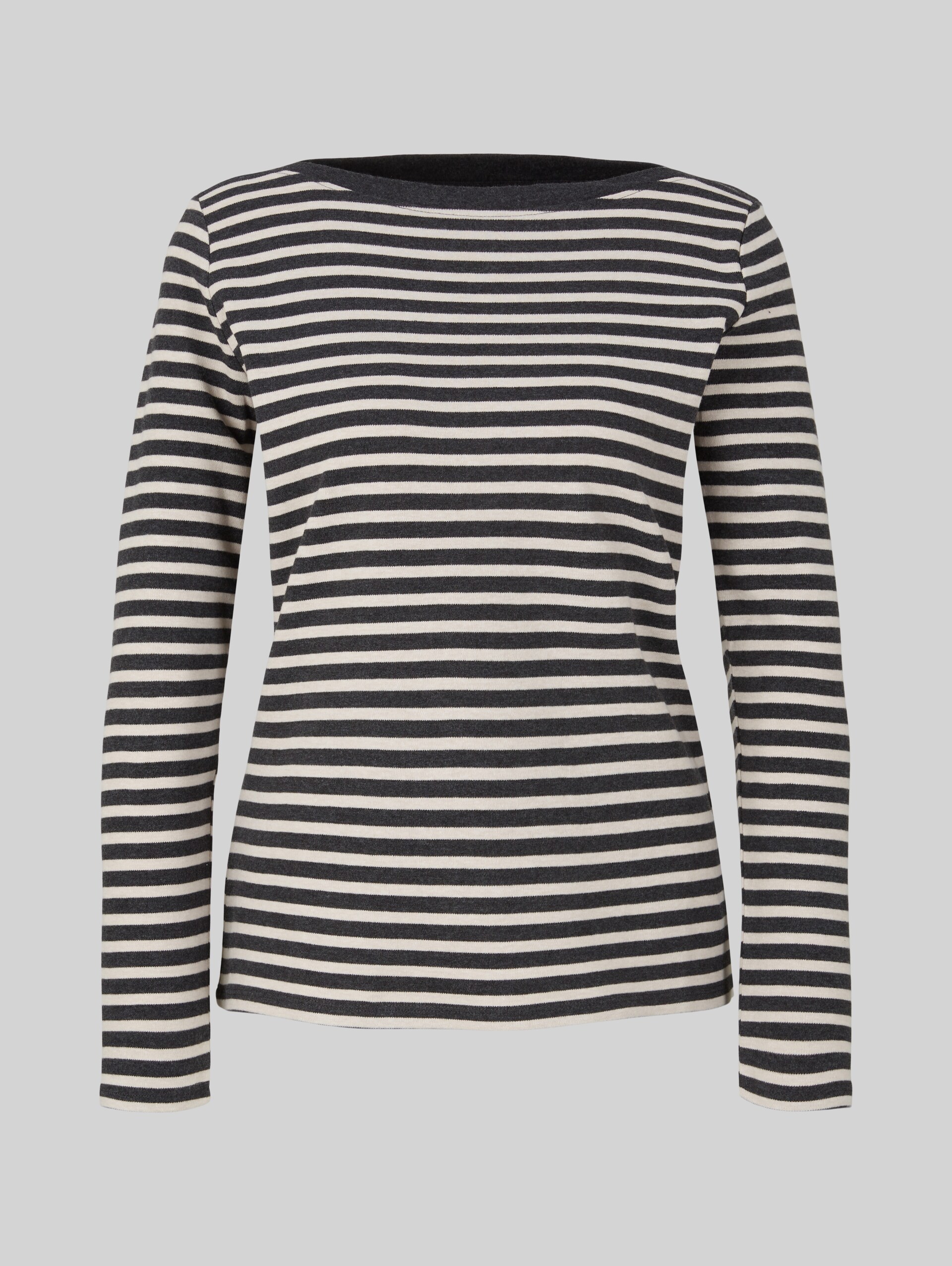 Shirt met lange mouwen en streepmotief - grey beige stripe - Product vooraanzicht