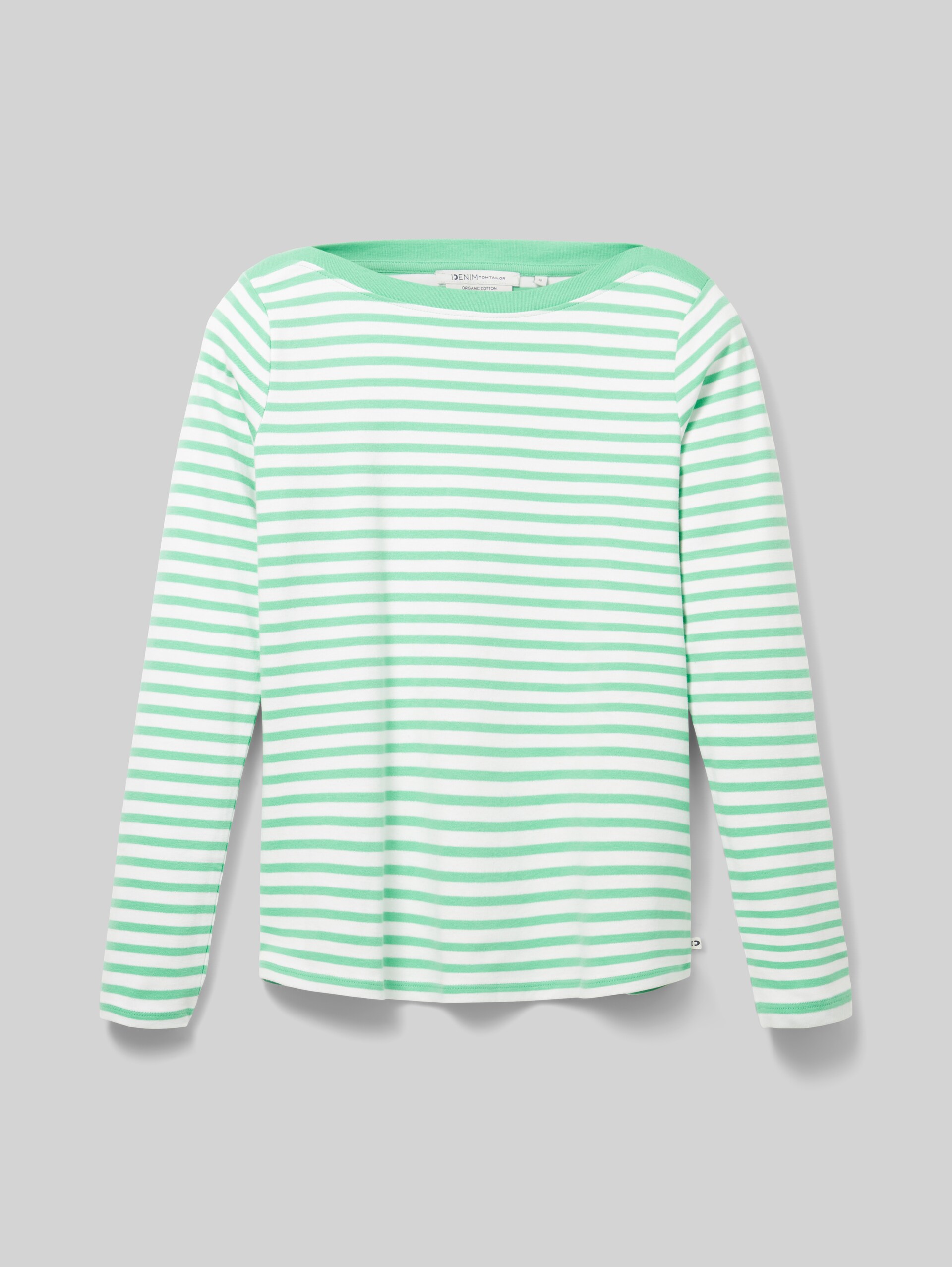 Shirt met lange mouwen en streepmotief - white green stripe - Vooraanzicht product 