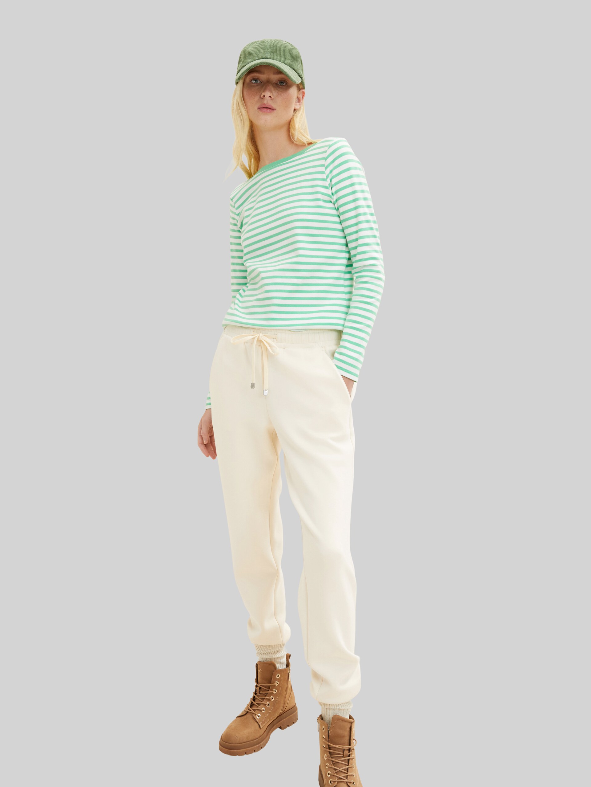 Shirt met lange mouwen en streepmotief - white green stripe