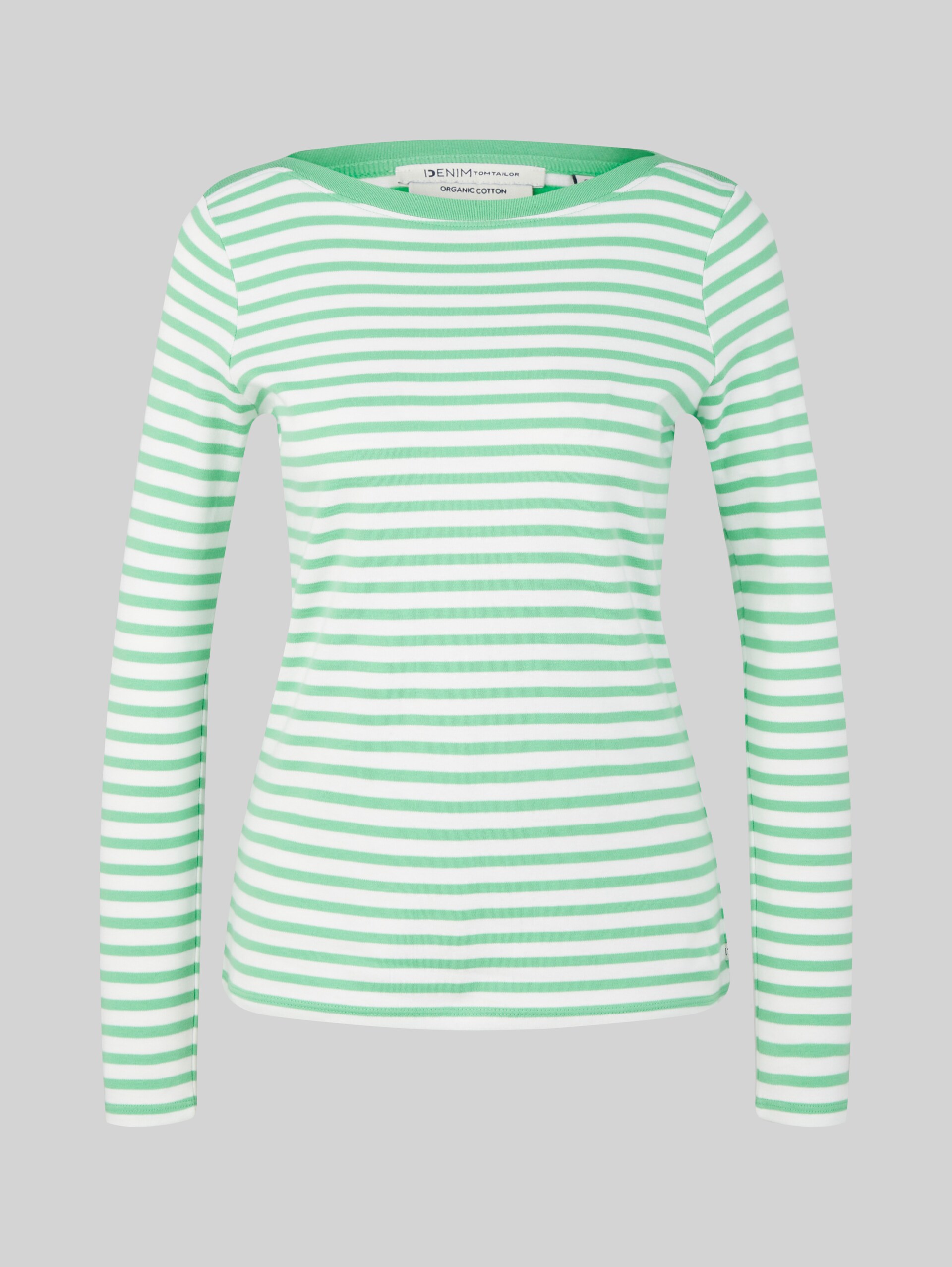 Shirt met lange mouwen en streepmotief - white green stripe - Product vooraanzicht