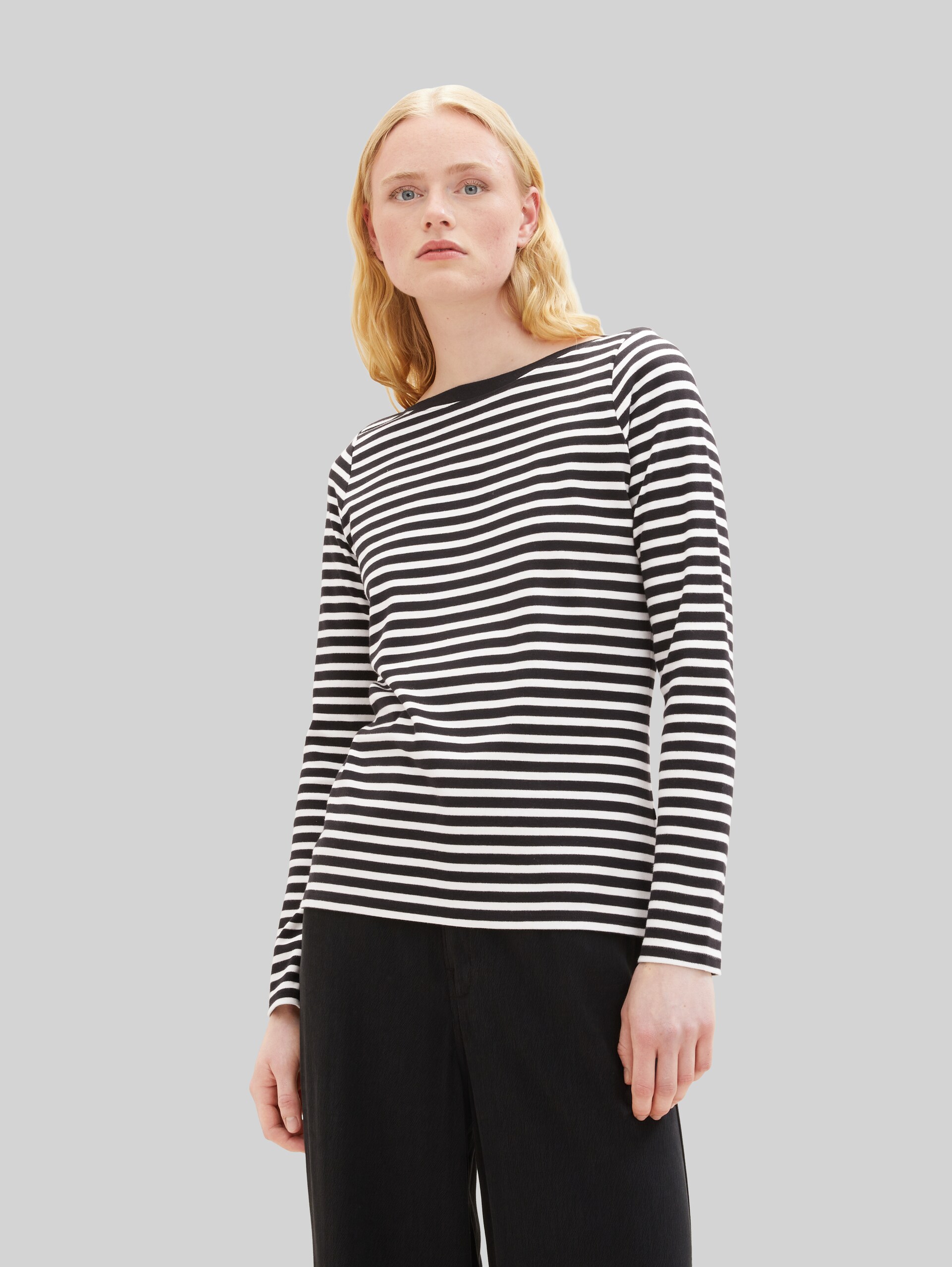 T-shirt à manches longues à rayures - black white stripe