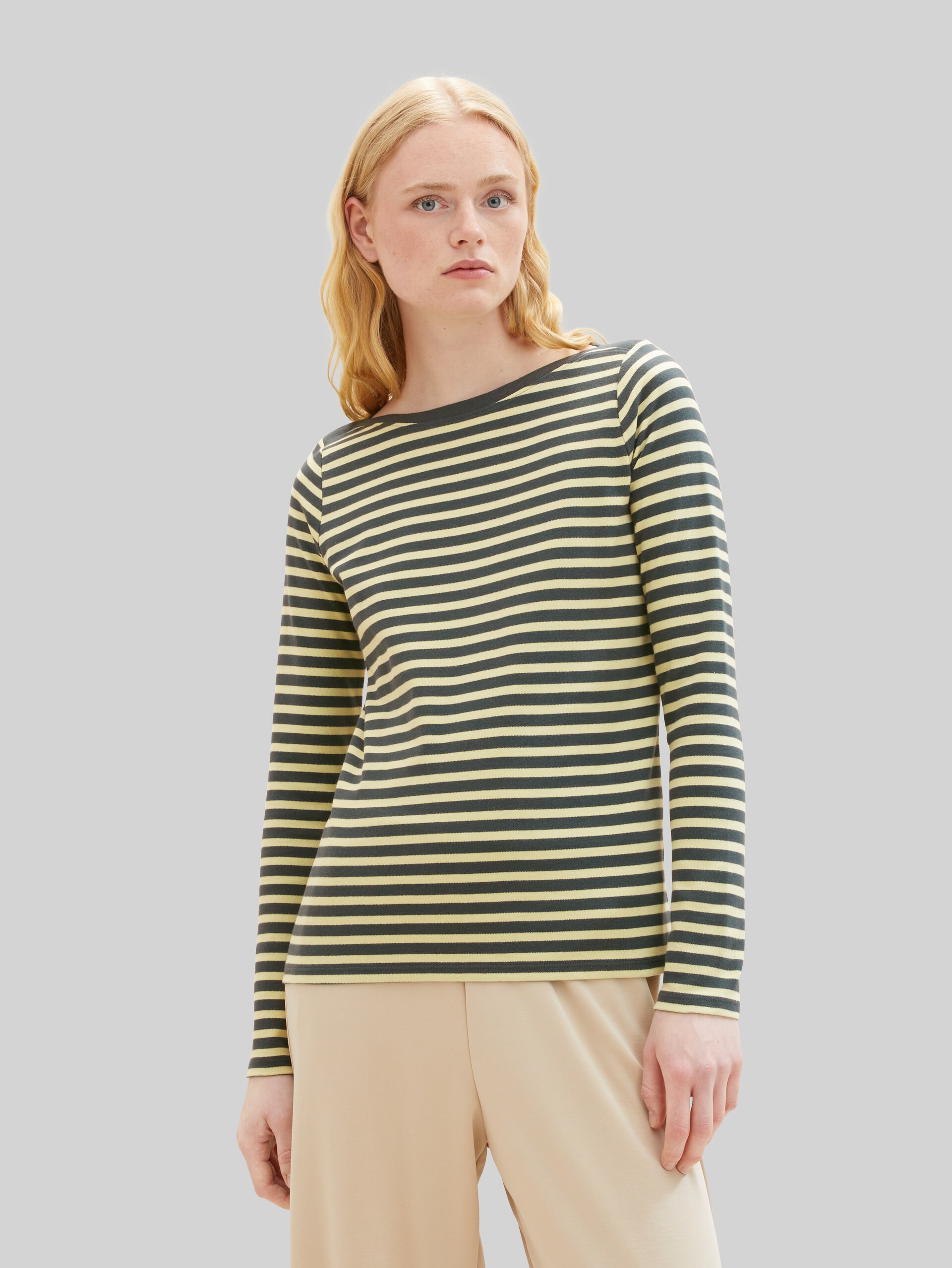Shirt met lange mouwen en streepmotief - tonal green stripe