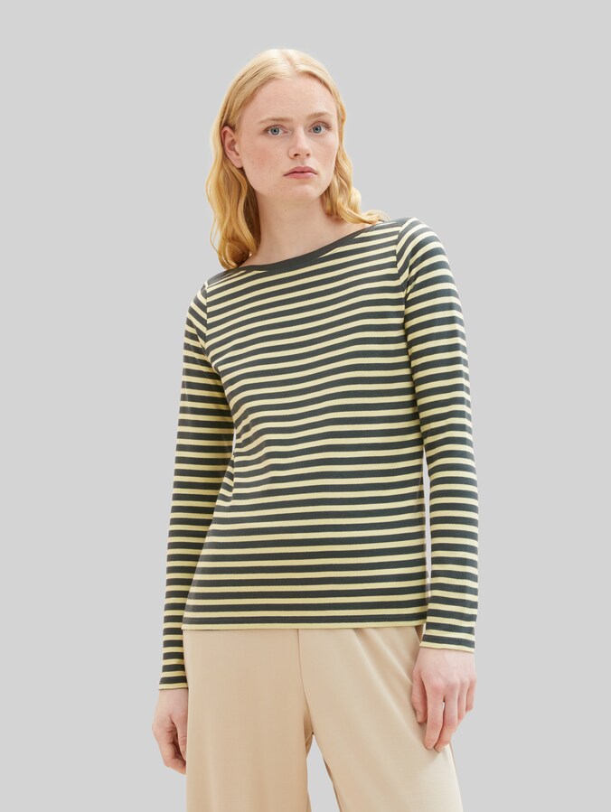 Langarmshirt mit Streifenmuster von Denim Female, tonal green stripe
