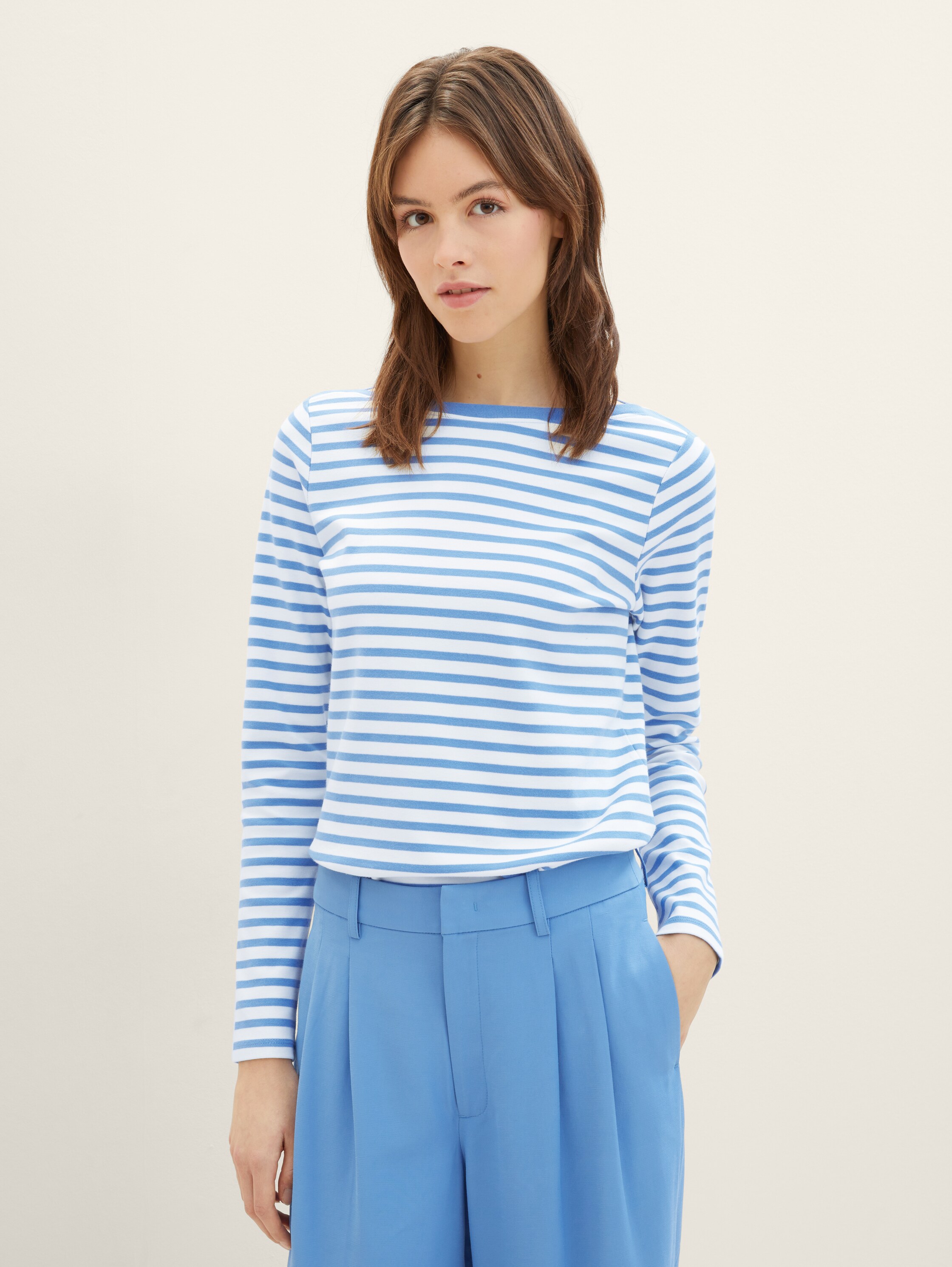 Gestreiftes Langarmshirt mit Bio-Baumwolle - 1