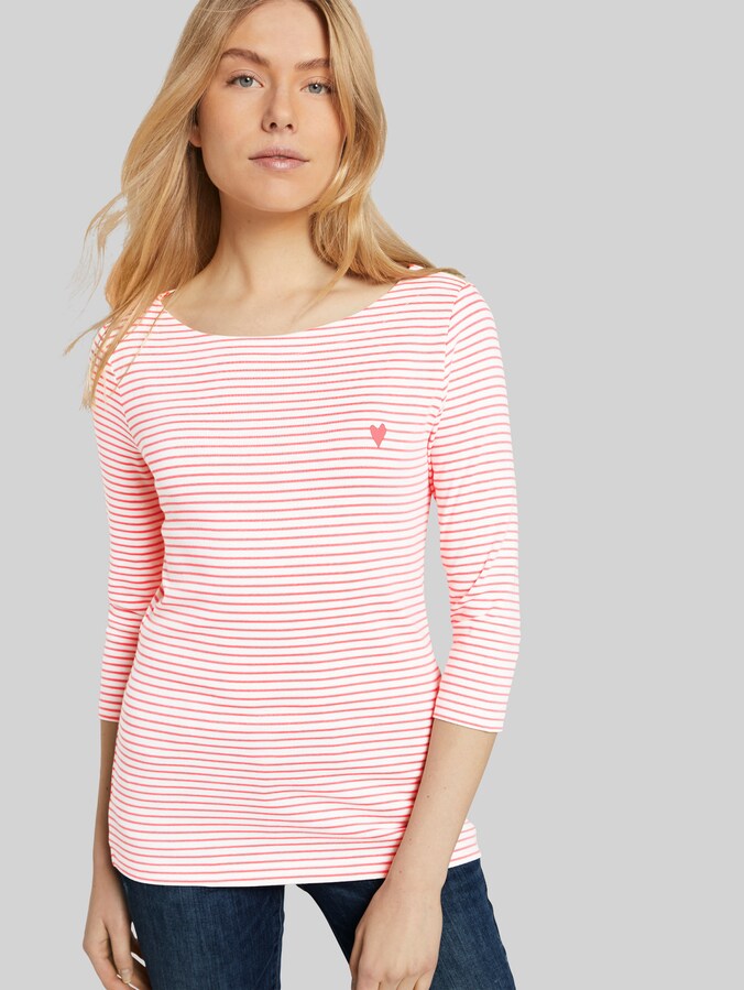 Gestreiftes Shirt von Women, white peach small stripe
