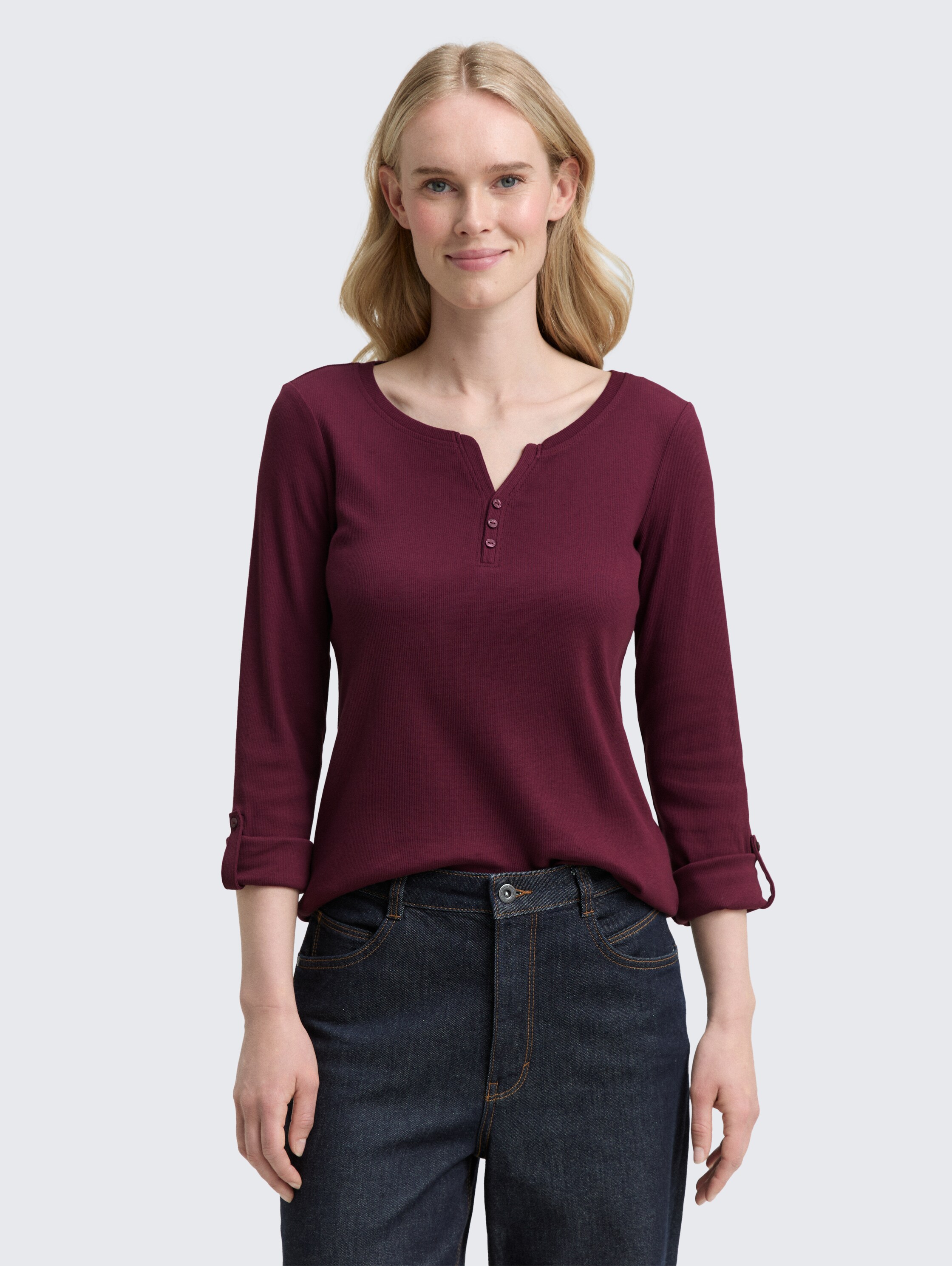 Langarmshirt mit Turn-Up-Funktion - bordeaux_red - 