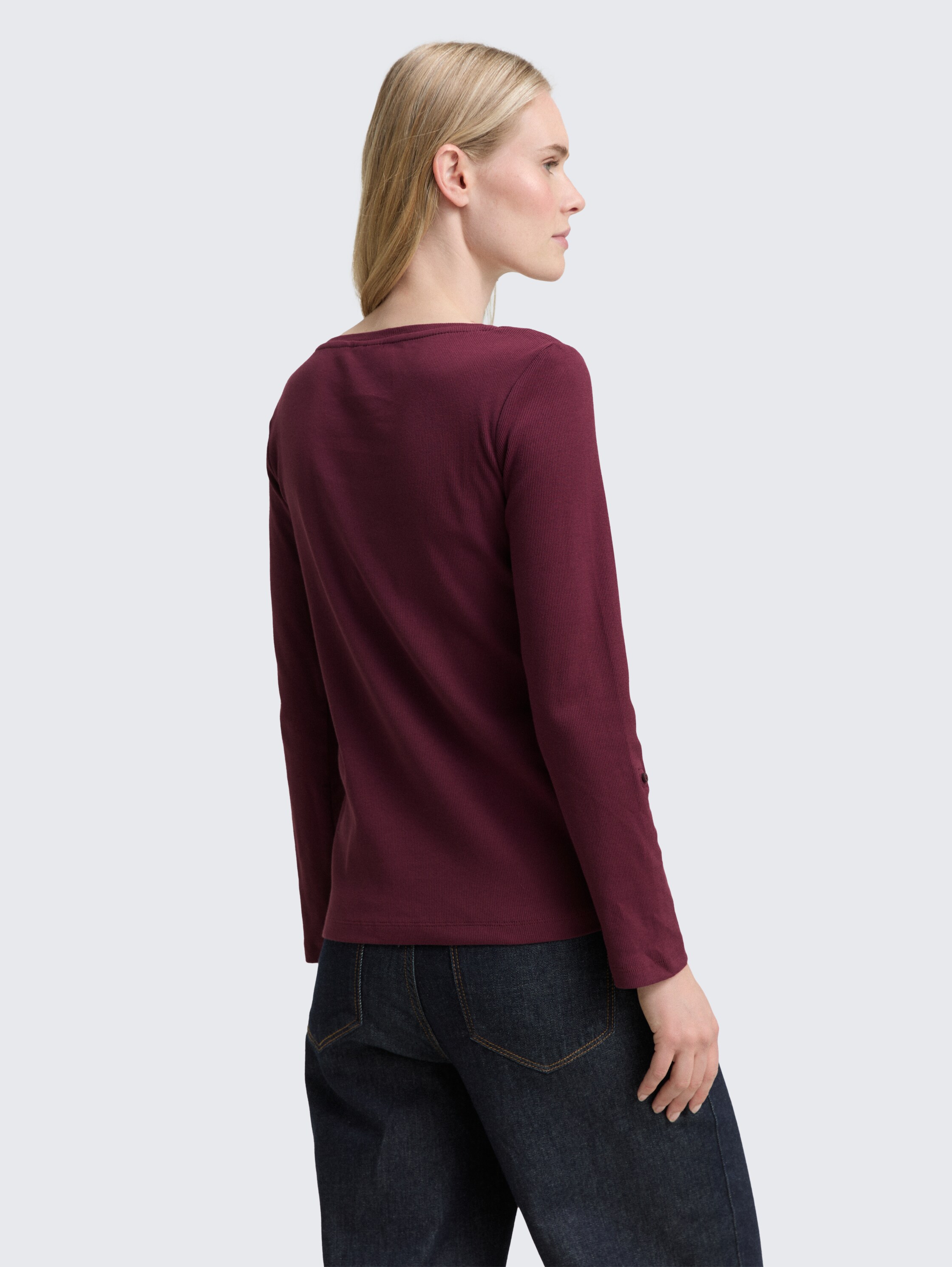 Langarmshirt mit Turn-Up-Funktion - bordeaux_red - 