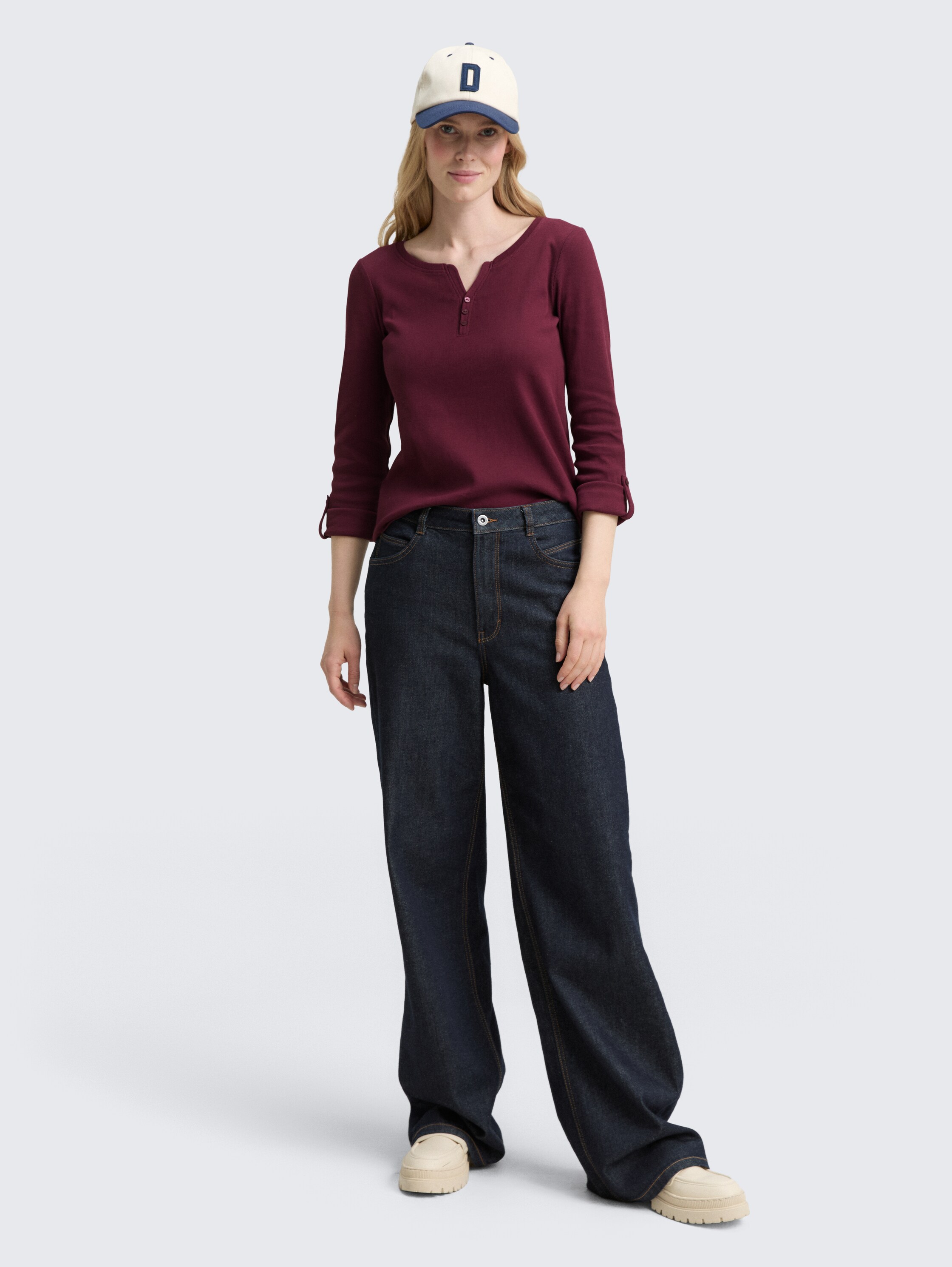 Langarmshirt mit Turn-Up-Funktion - bordeaux_red - 