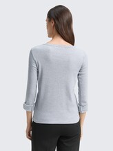 T-shirt à manches longues ballon - offwhite navy small stripe - Découpe Vue arrière du modèle