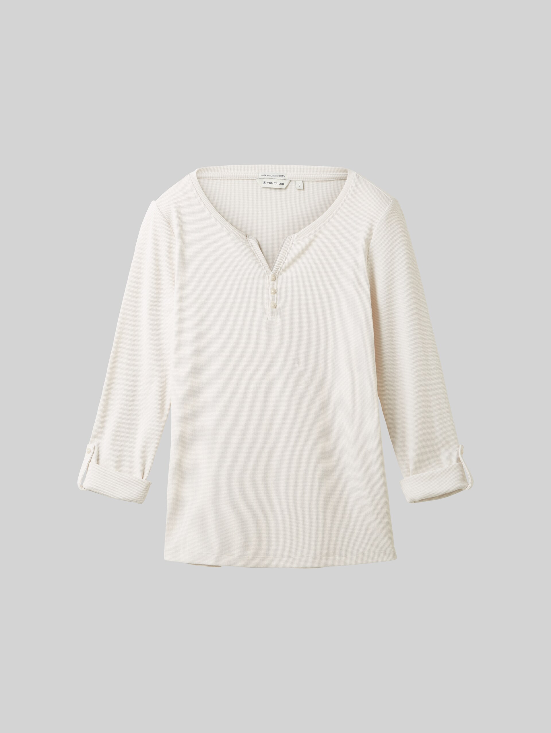 Langarmshirt mit Turn-Up-Funktion - offwhite grey small stripe - Vorder-Produkt-Ansicht
