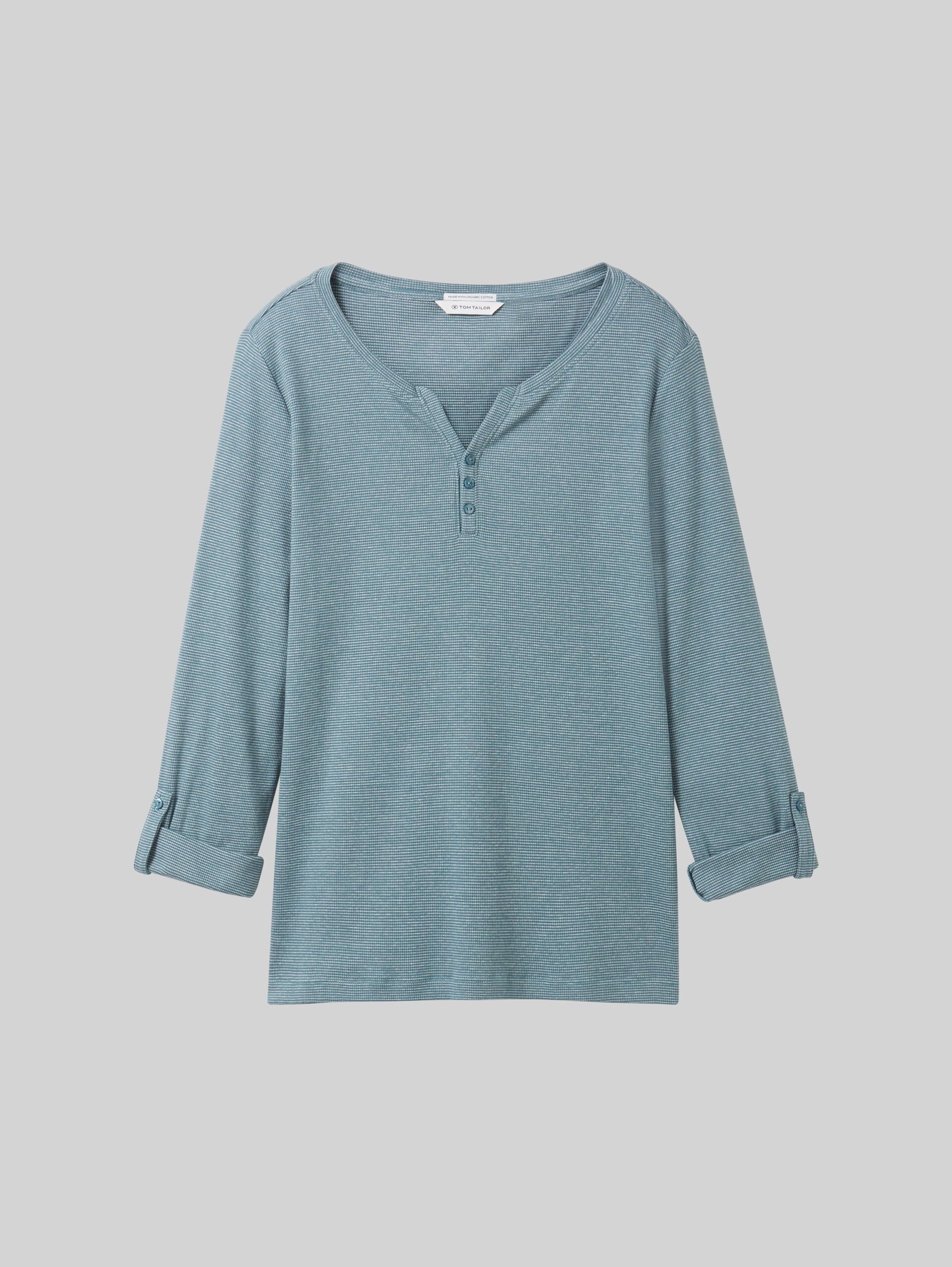 Shirt met lange mouwen en omgeslagen mouwen - green offwhite stripe ck - Product vooraanzicht