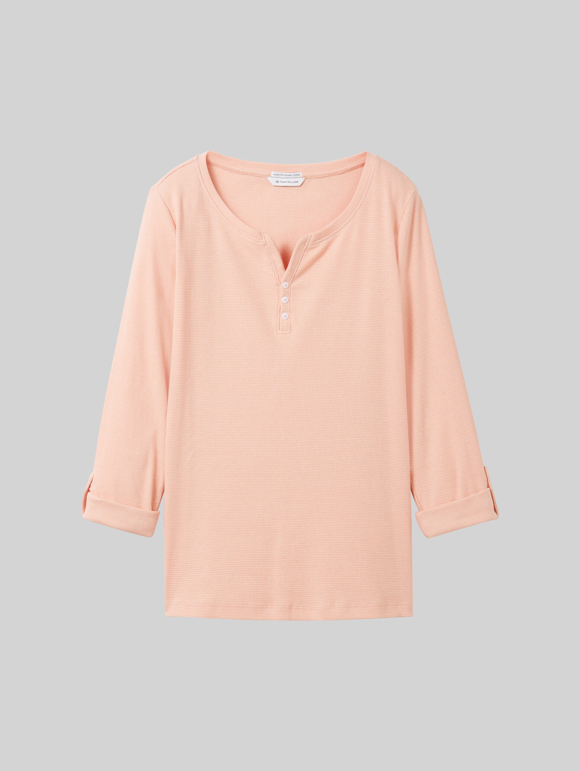 Langarmshirt mit Turn-Up-Funktion - apricot offwhite stripe ck - Vorder-Produkt-Ansicht