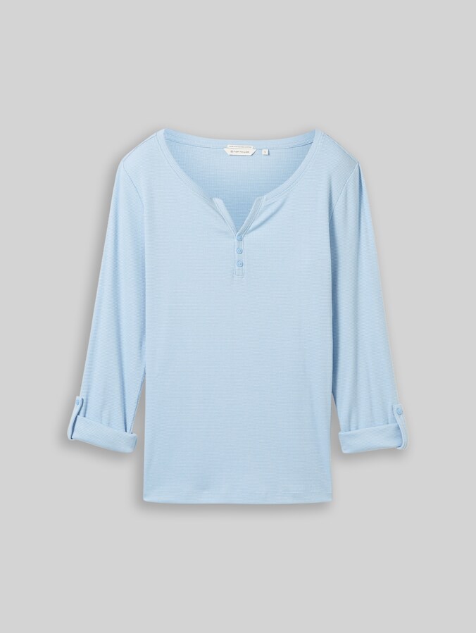 T-shirt à manches longues avec fonction retroussable par Women, light fjord blue white stripe