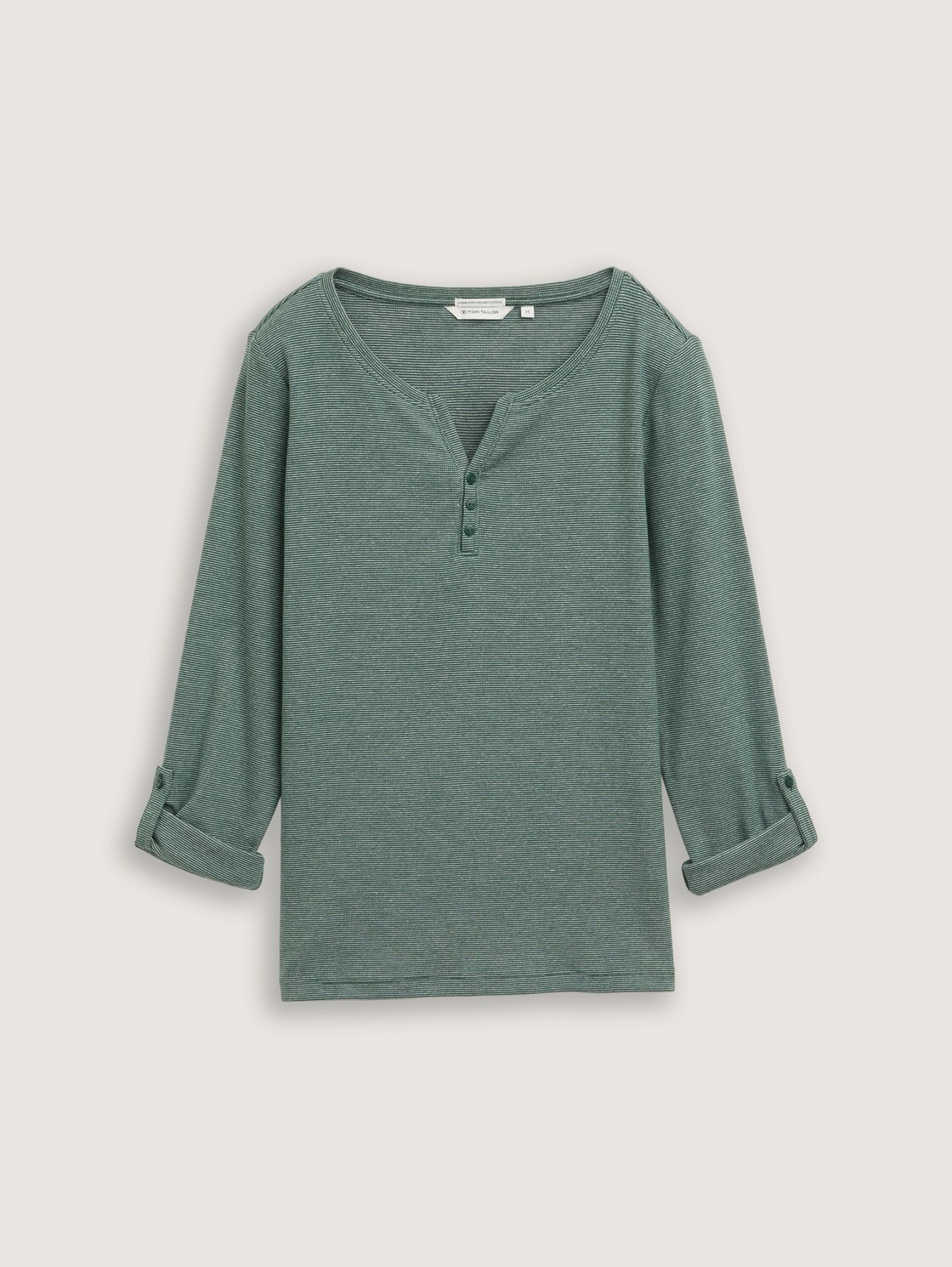 Langarmshirt mit Turn-Up-Funktion - off white green small stripe - Vorder-Produkt-Ansicht