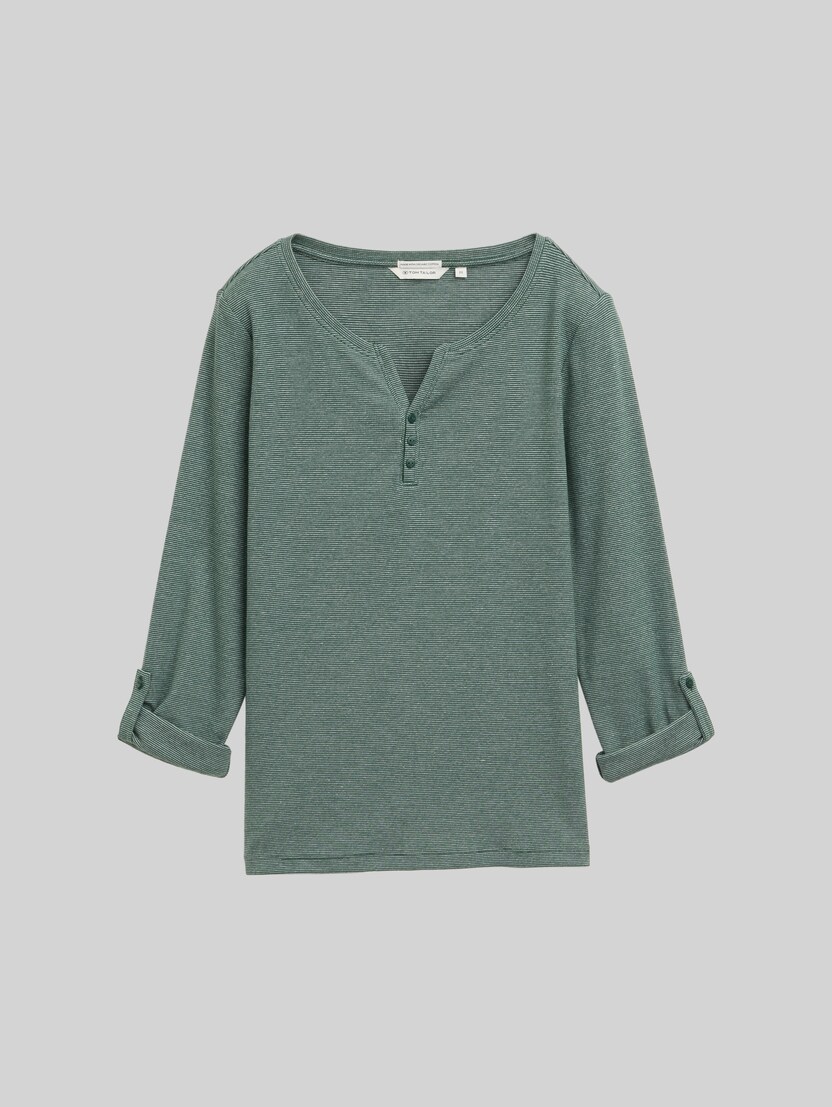 Langarmshirt mit Turn-Up-Funktion von Women, off white green small stripe