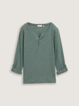 Langarmshirt mit Turn-Up-Funktion - off white green small stripe - Vorder-Produkt-Ansicht