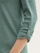 Langarmshirt mit Turn-Up-Funktion - off white green small stripe - Detail-Model-Ansicht