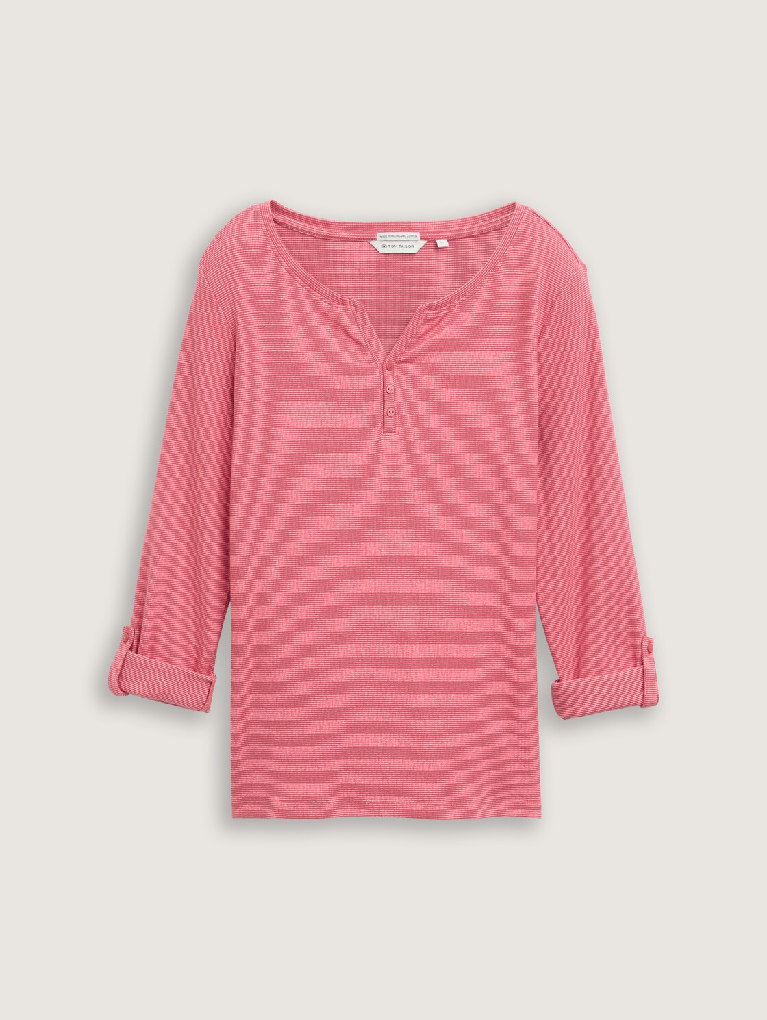 Langarmshirt mit Turn-Up-Funktion - off white red small stripe - Vorder-Produkt-Ansicht