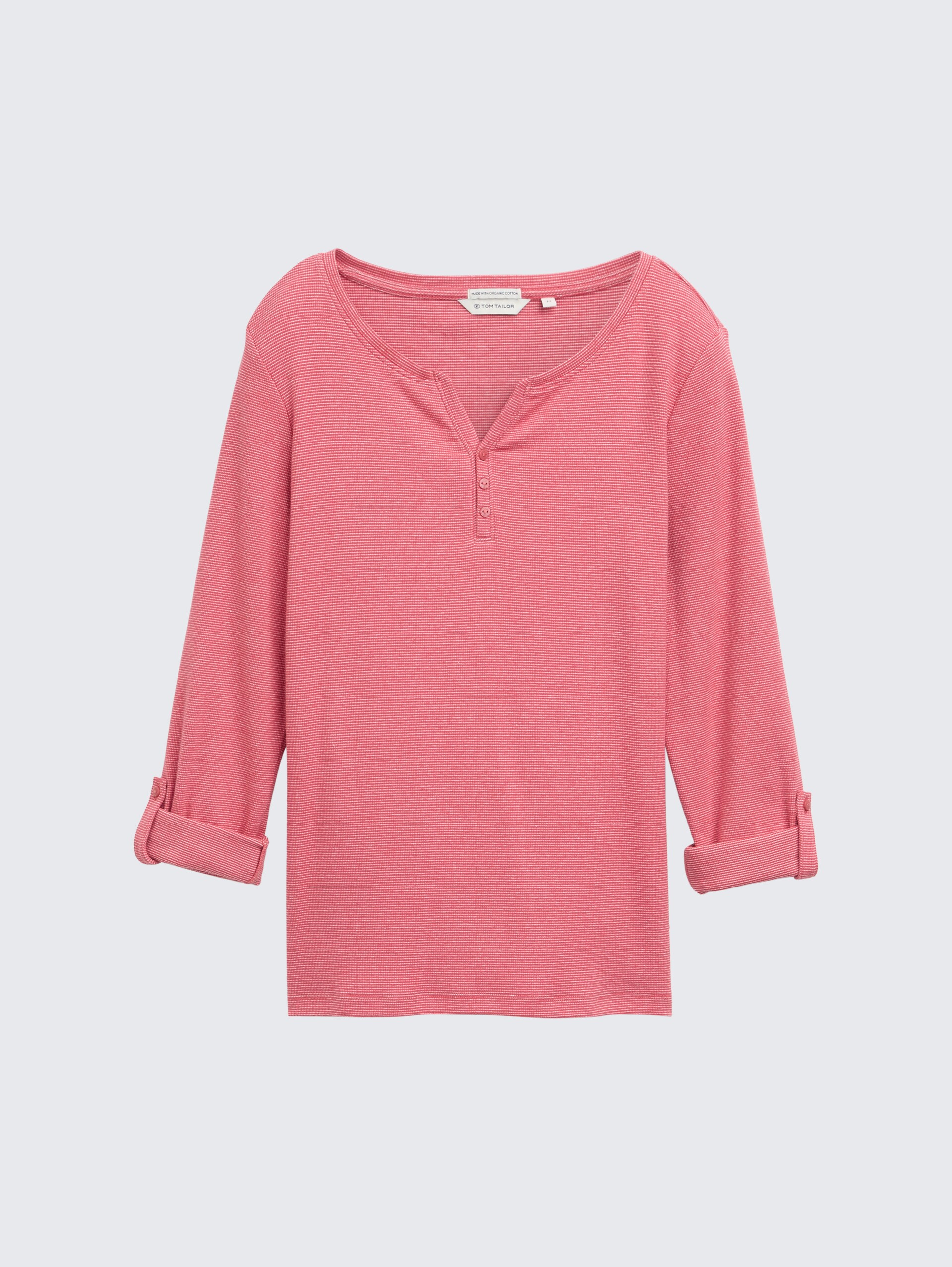 Langarmshirt mit Turn-Up-Funktion - off white red small stripe - Vorder-Produkt-Ansicht