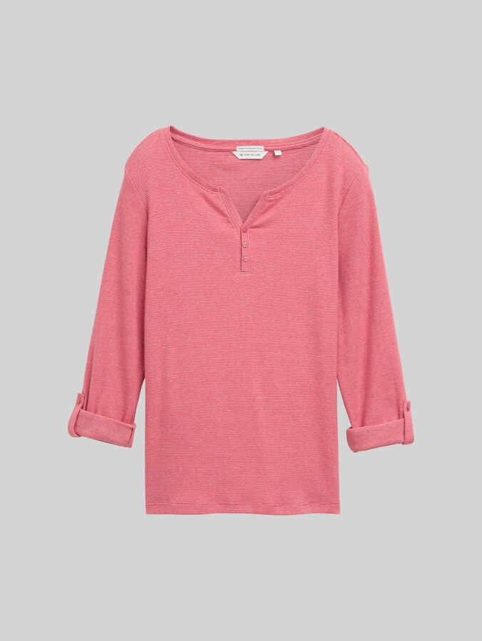 T-shirt à manches longues avec fonction retroussable par Women, off white red small stripe
