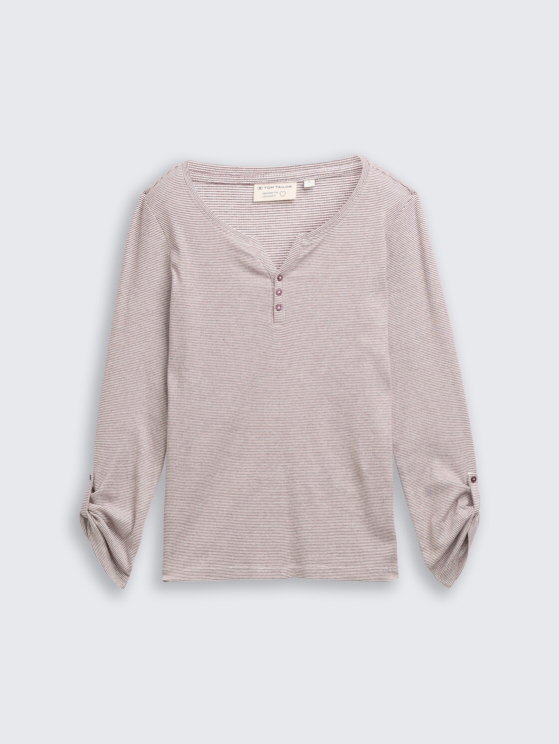 Langarmshirt mit Turn-Up-Funktion - off white red small stripe - Vorder-Produkt-Ansicht