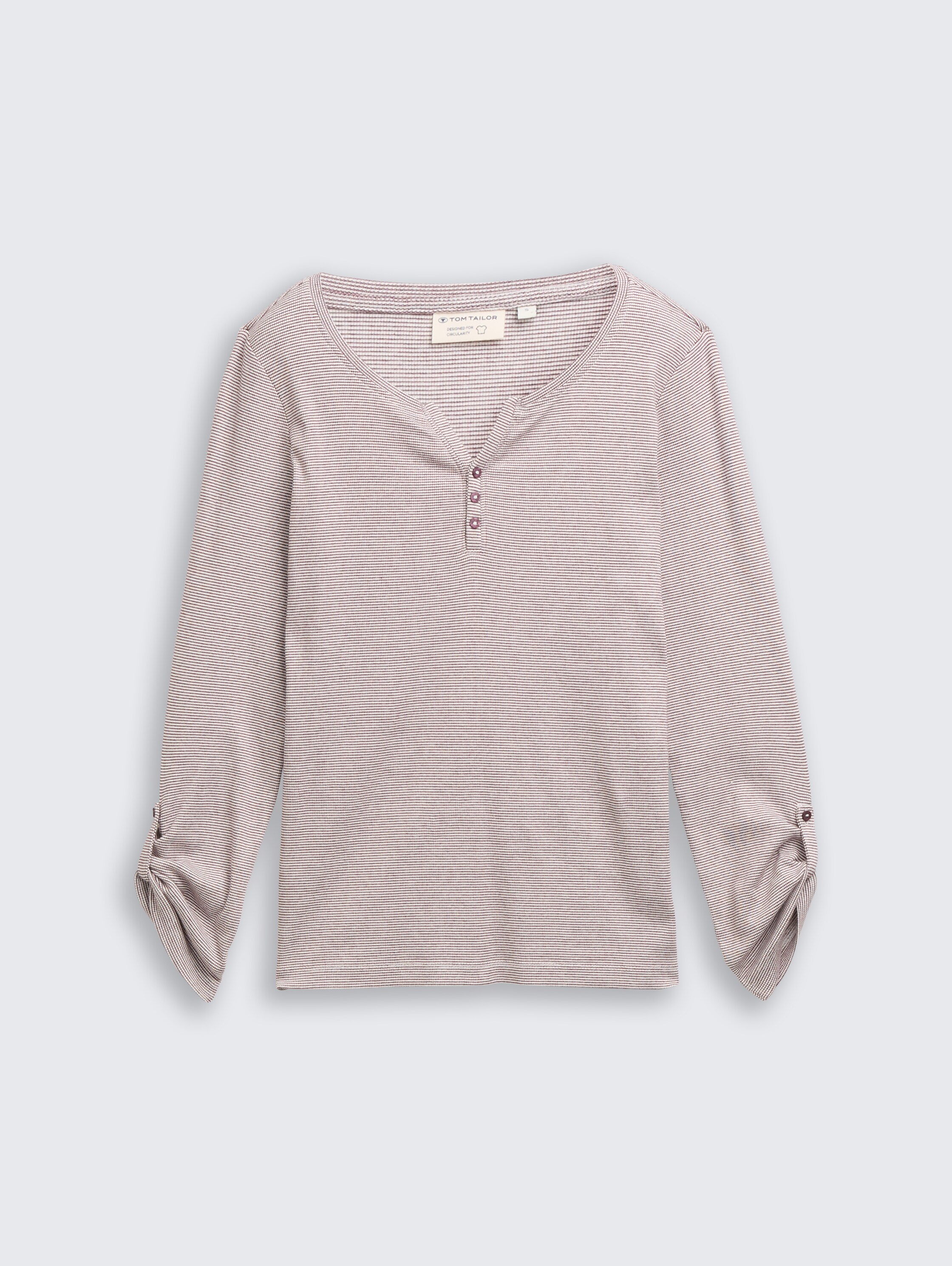 Langarmshirt mit Turn-Up-Funktion - off white red small stripe - Vorder-Produkt-Ansicht