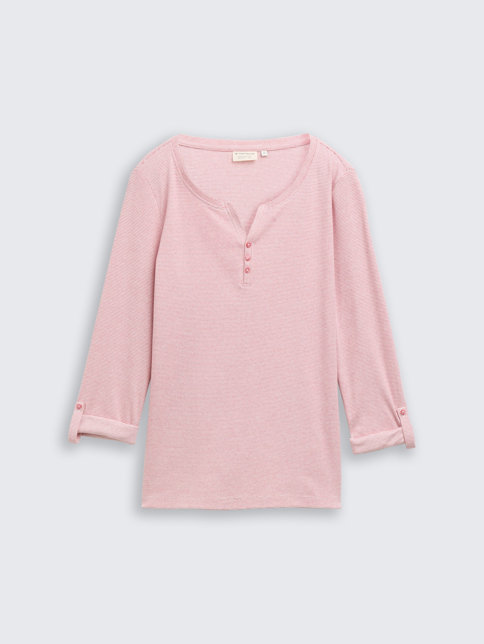 Langarmshirt mit Turn-Up-Funktion - offwhite pink small stripe - Vorder-Produkt-Ansicht