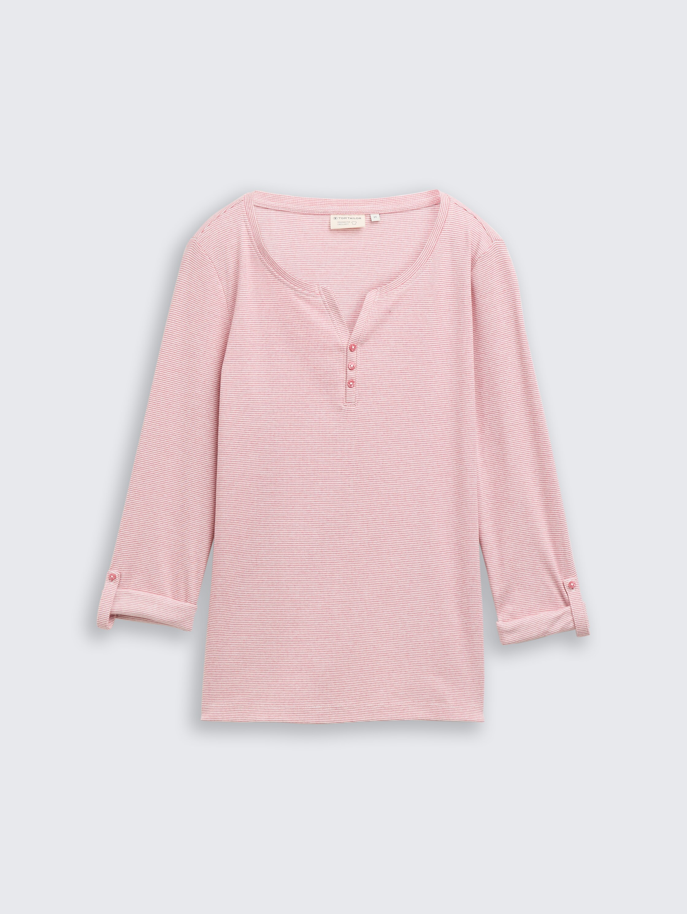Shirt met lange mouwen en oprolfunctie - offwhite_pink_small_stripe - 