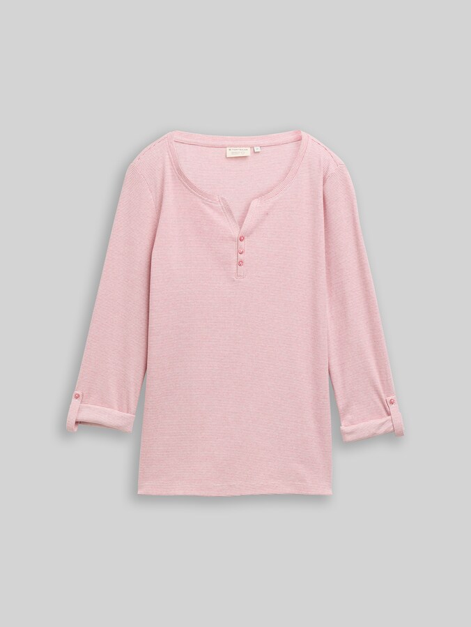 T-shirt à manches longues avec fonction retroussable par Women, offwhite pink small stripe