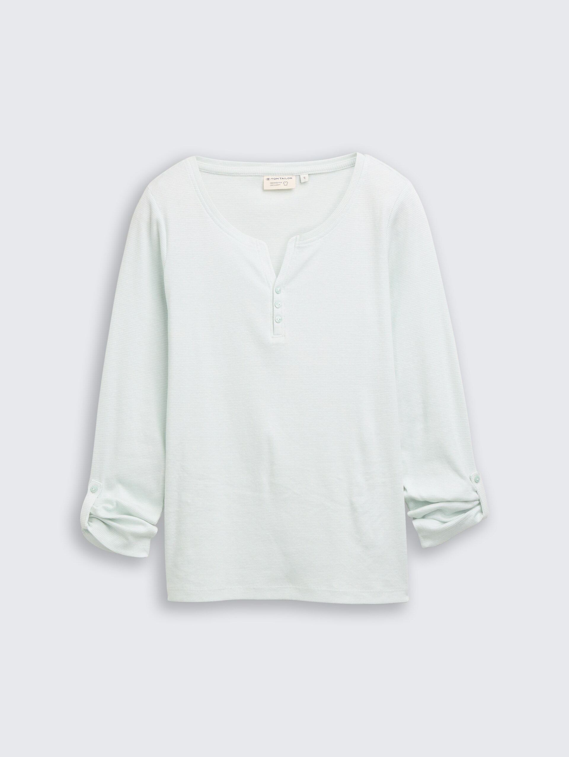 Langarmshirt mit Turn-Up-Funktion - offwhite mint small stripe - Vorder-Produkt-Ansicht
