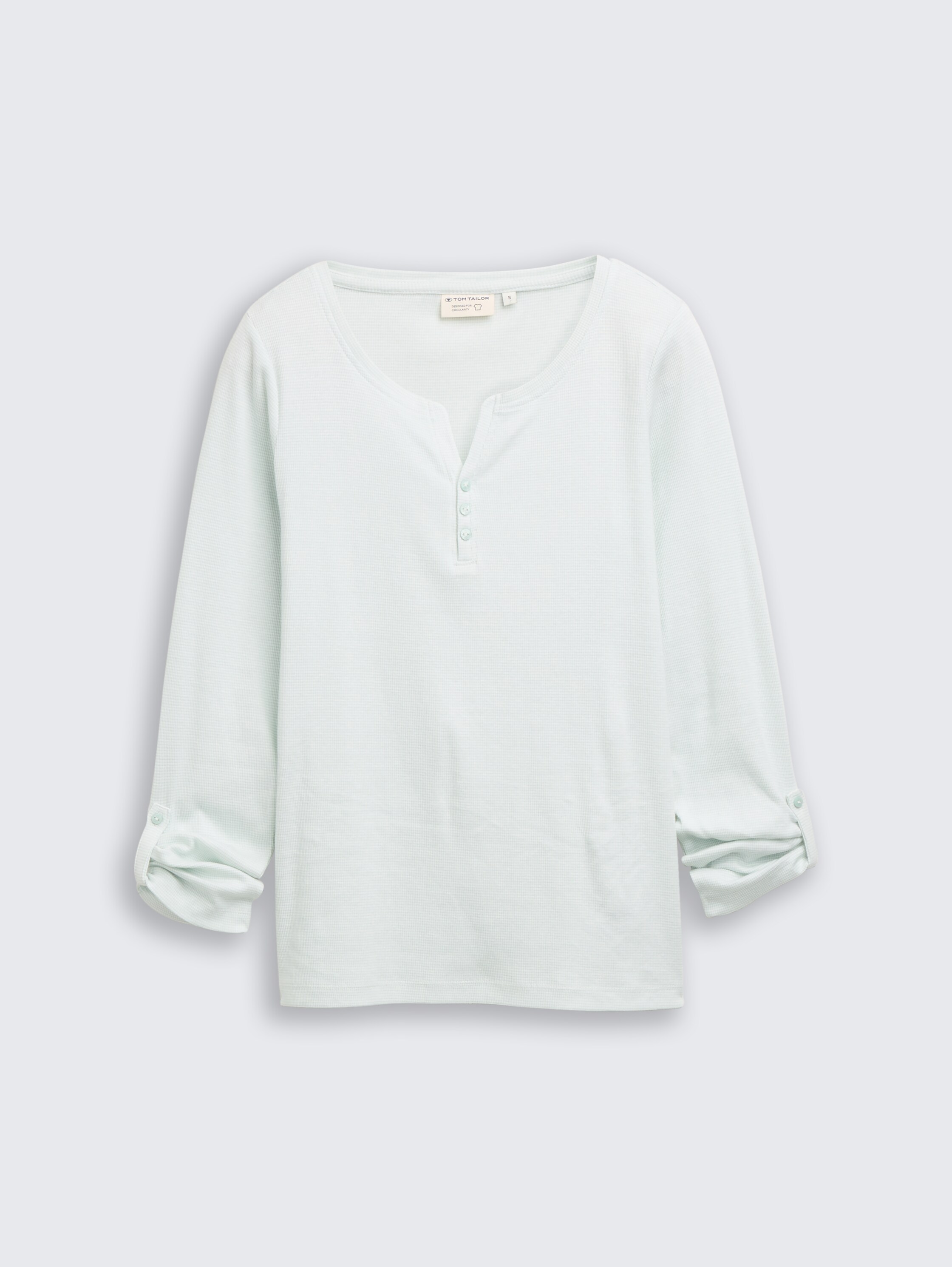 Shirt met lange mouwen en oprolfunctie - offwhite_mint_small_stripe - 