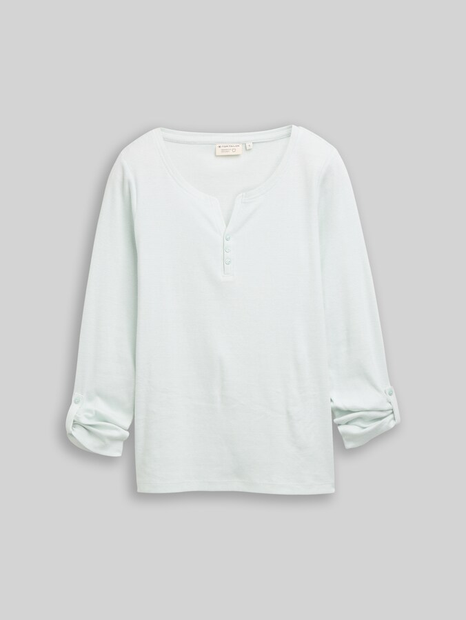 Langarmshirt mit Turn-Up-Funktion von Women, offwhite mint small stripe