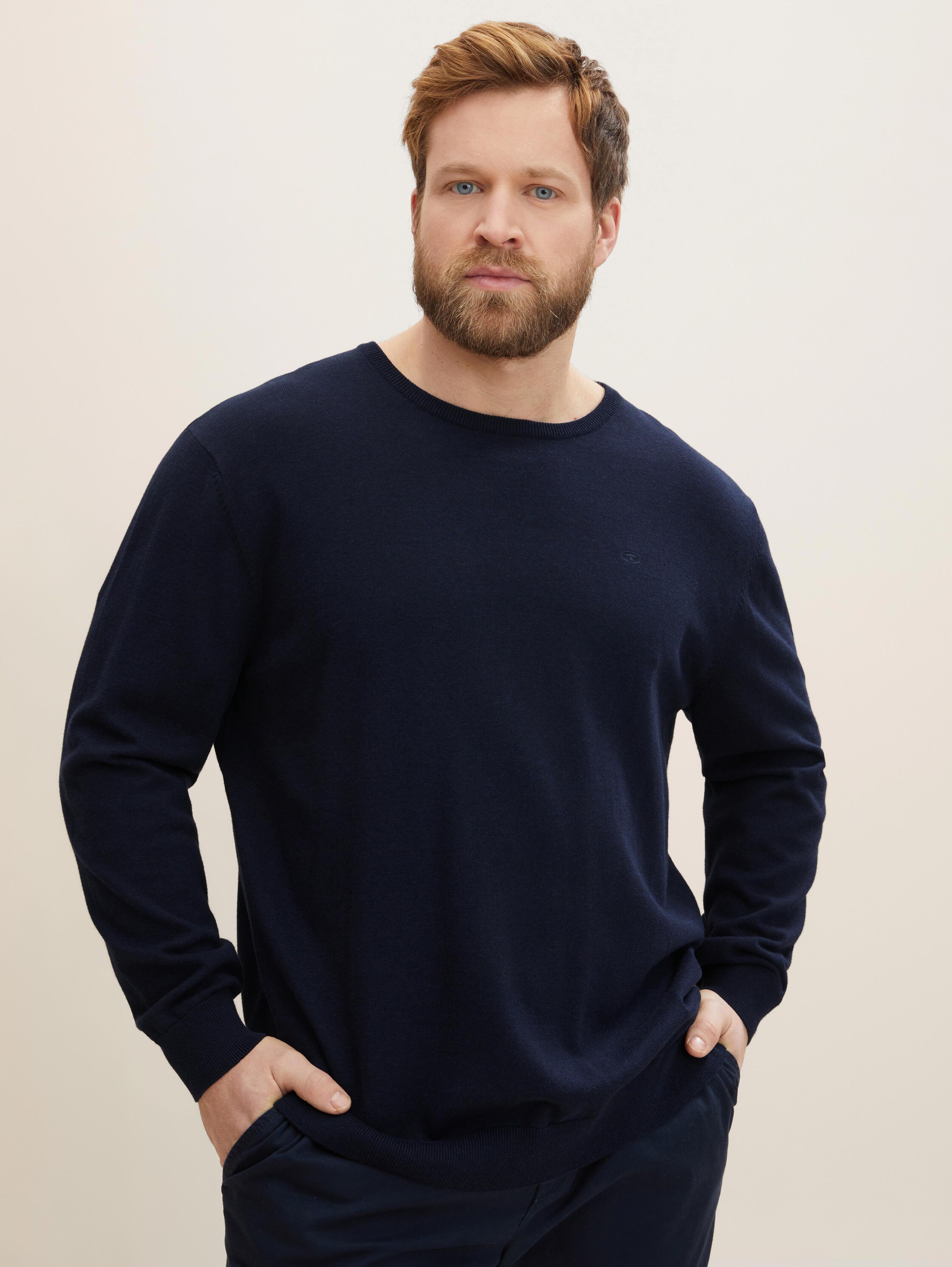 Plus - Basic Pullover mit Logo-Stickerei - 3