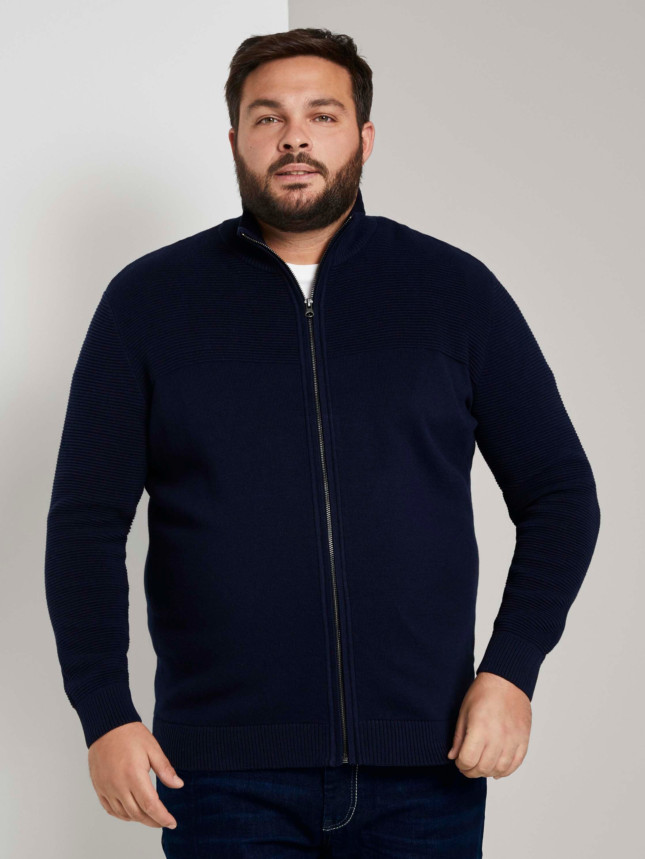 Cardigan en coton - Dark Blue - Découpe Vue de face du modèle