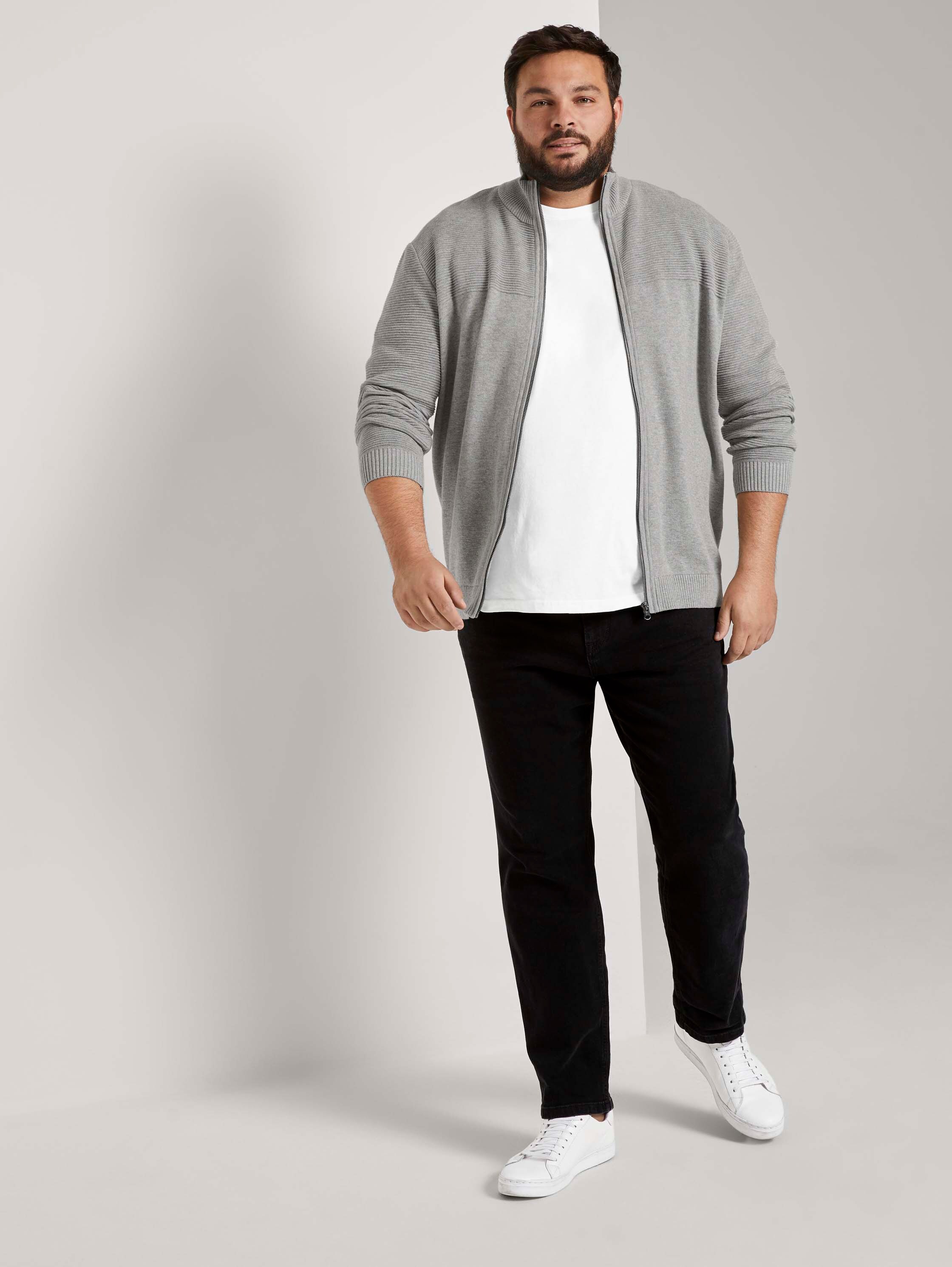 Strickjacke aus Baumwolle - Grey Heather Melange - Model-Vorderansicht