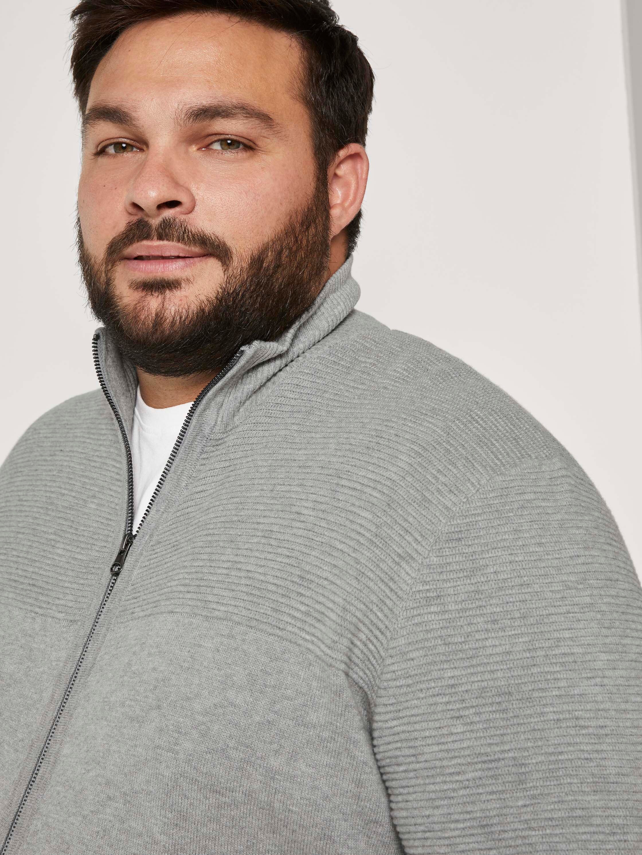 Strickjacke aus Baumwolle - Grey Heather Melange - Detail-Model-Ansicht