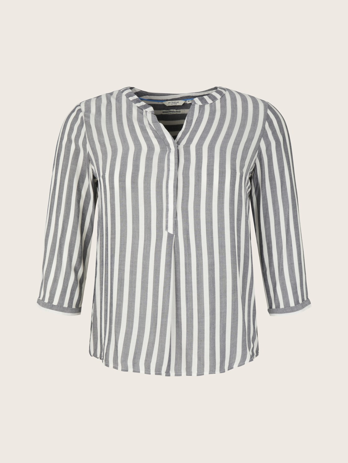 Plus Size - Henleybluse mit Streifenmuster - offwhite navy vertical stripe - Vorder-Produkt-Ansicht