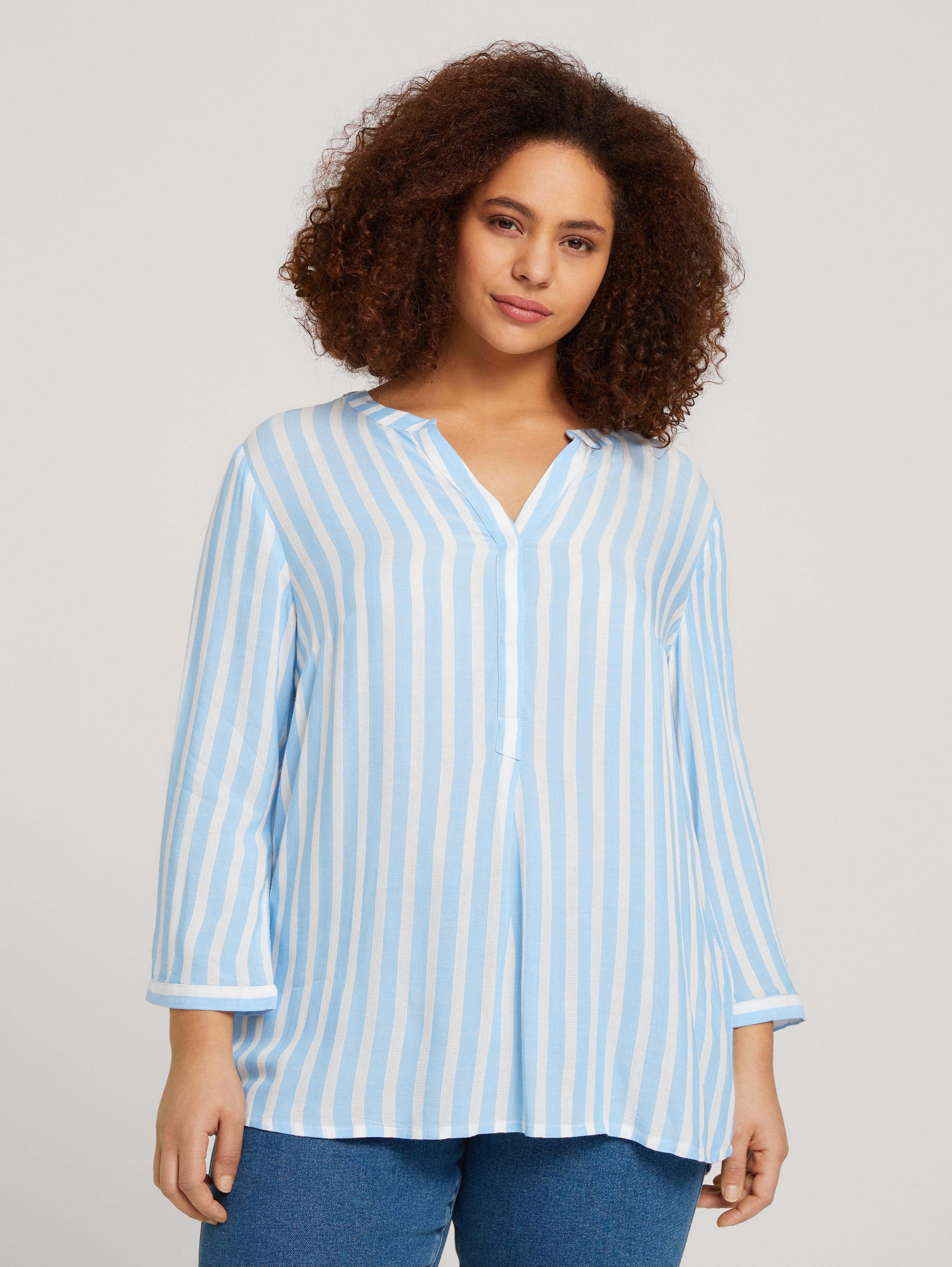 Plus Size - Gestreifte Henleybluse mit LENZING™ ECOVERO™ - 3