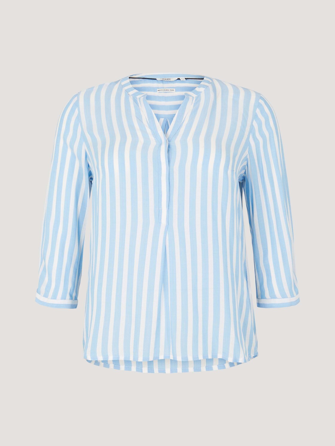 Plus Size - Henleybluse mit Streifenmuster - bleu white stripe - Vorder-Produkt-Ansicht