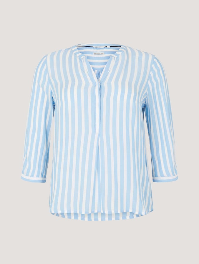 Plus Size - Henleybluse mit Streifenmuster von Women Plus Size, bleu white stripe