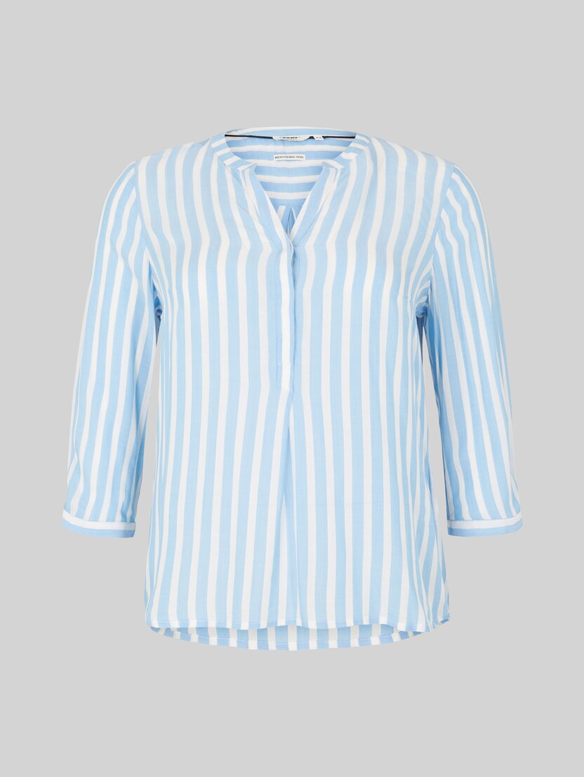Plus Size – Striped Henley top by Women Plus Size, bleu white stripe